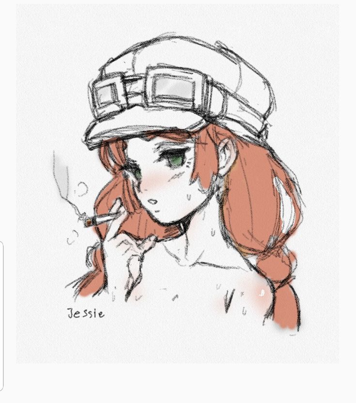 brawl_stars doodle green_eyes hat jessie_(brawl_stars) mechanic red_hair smoking