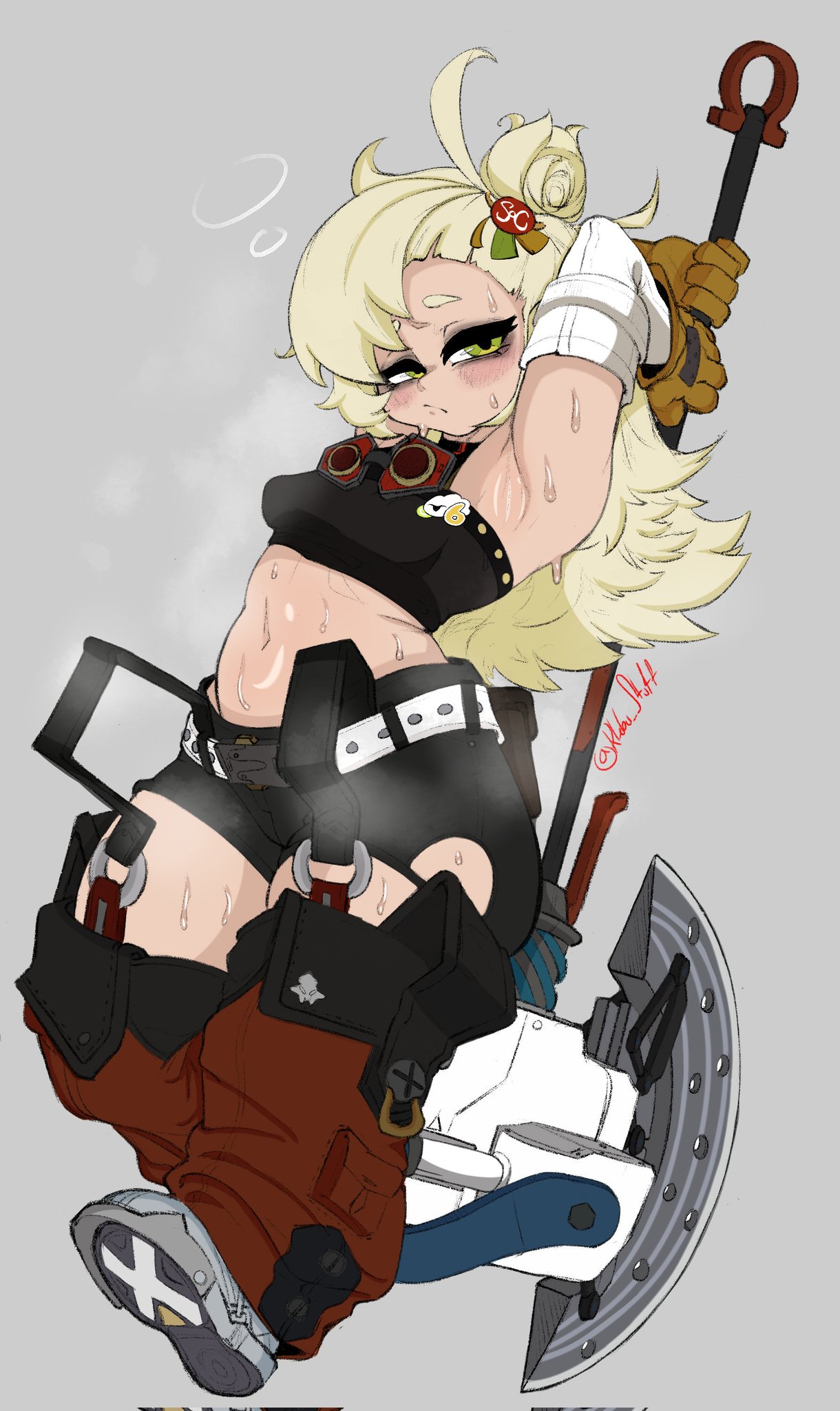1girls, alternate version available, breasts, color, colored, edit, edited, female, female focus, female only, gonzalo costa, klebo stuff, light skin, light-skinned female, looking at viewer, piper wheel, shortstack, small breasts, solo, steaming body, sweat, sweatdrop, thick ass, thick legs, thick thighs, thighs, wide hips, wide thighs, zenless zone zero