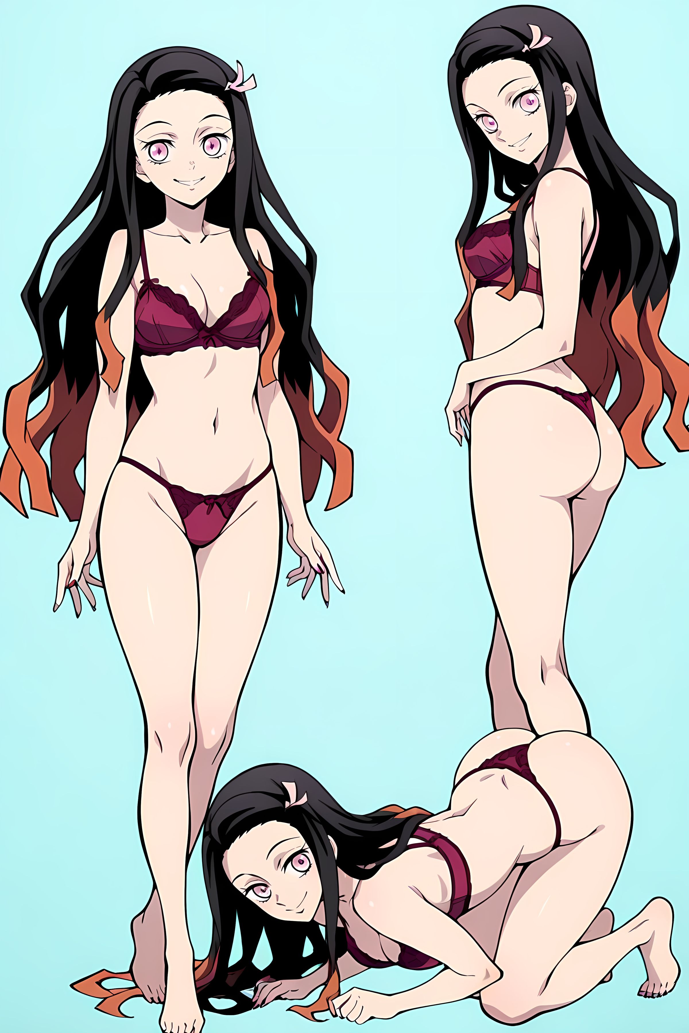 ai generated, ass, ass up, bra, breasts, demon slayer, legs, lingerie, nezuko kamado, presenting, presenting ass, presenting butt, seductive, teksavart2