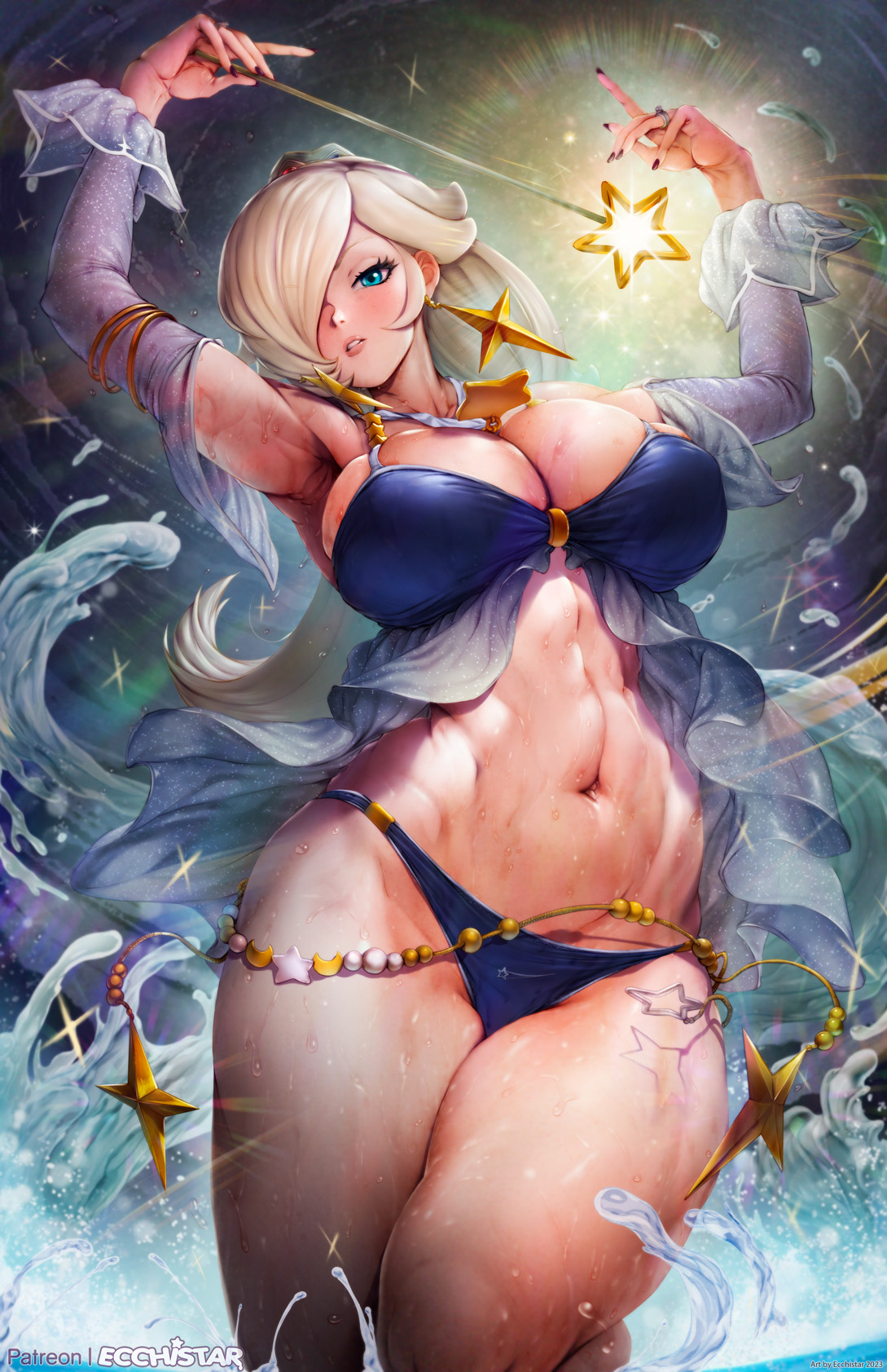 1girls, blonde hair, blue eyes, nintendo, princess rosalina, studiocutepet, super mario galaxy
