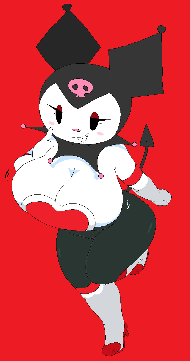 big breasts, breasts, cassettedream, chest plate, cleavage, dream-cassette, hoshime, kuromi, rouge the bat (cosplay), sanrio