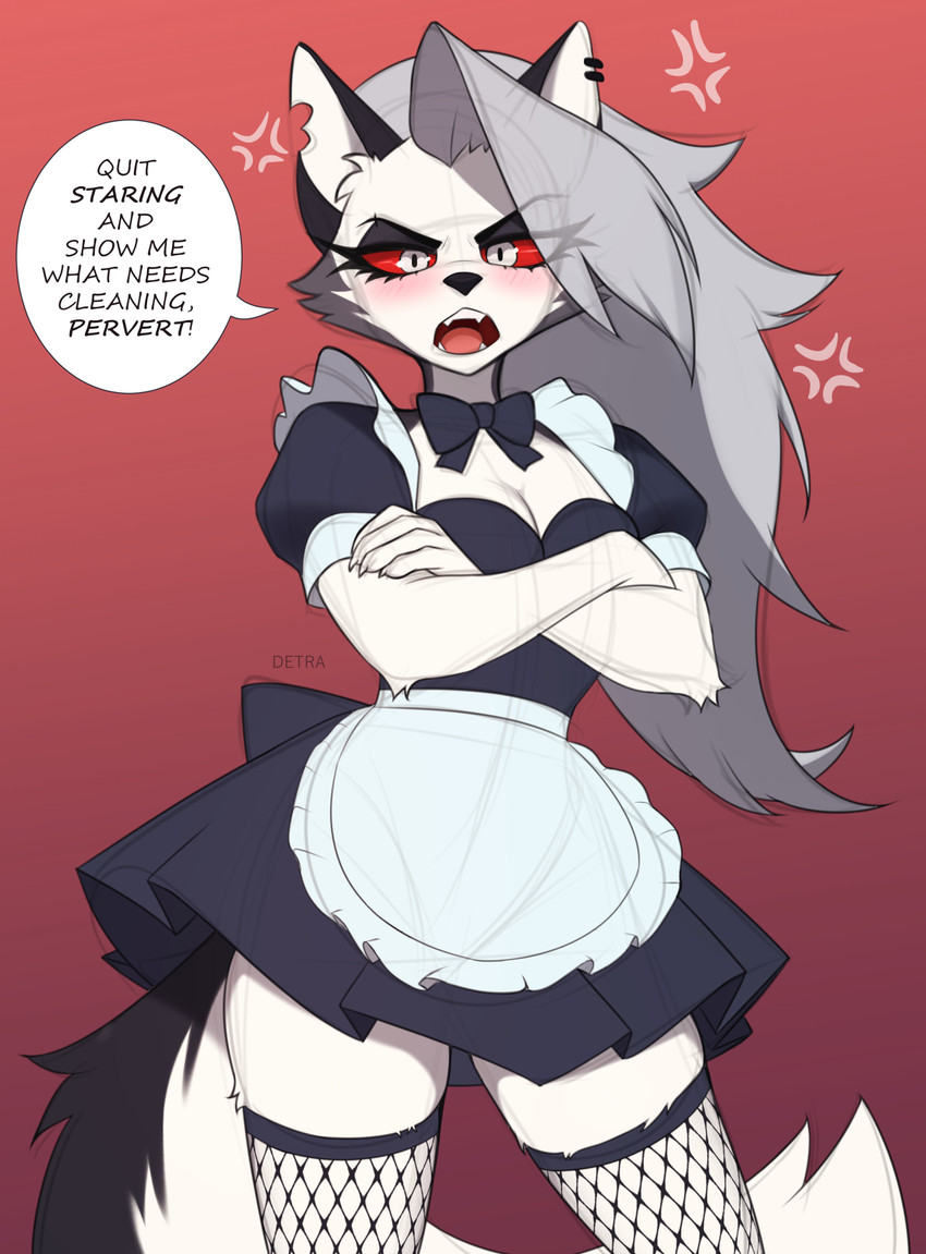 annoyed, anthro, detra, helluva boss, loona (helluva boss), maid
