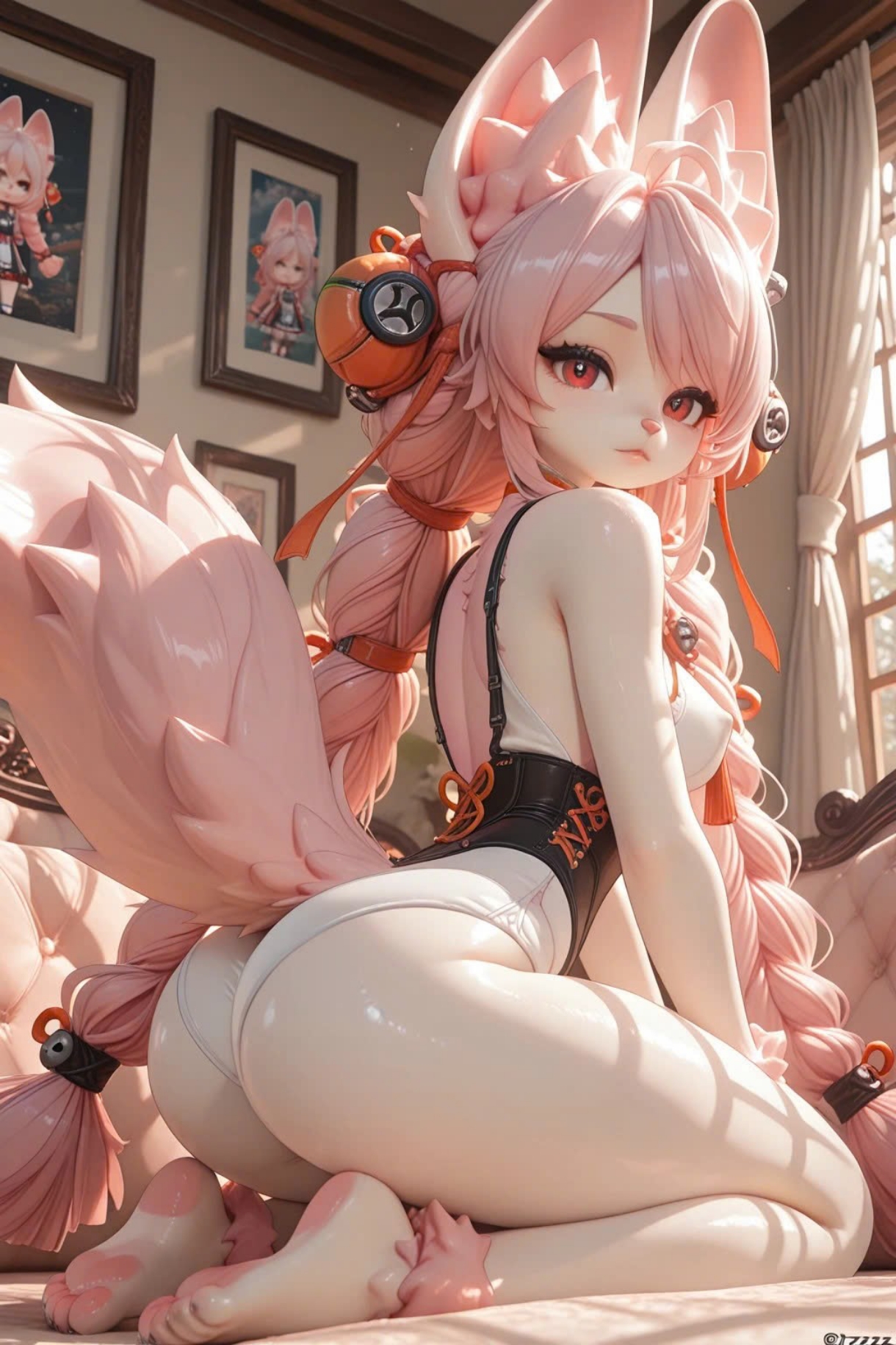 ai generated, cute, furry, gavver x, nipples, zenless zone zero, zhao (zenless zone zero)