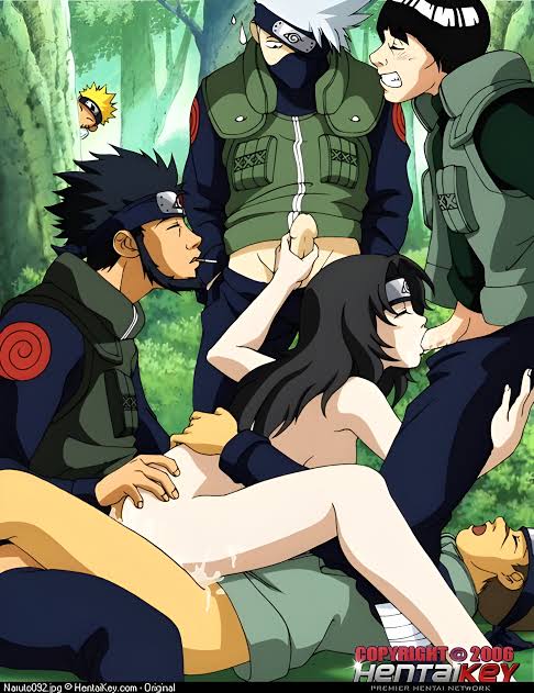 1girl 1girls 3boys 3boys1girl blowjob cum_in_ass cum_in_mouth cum_in_pussy cum_inside double_penetration gangbang handjob hatake_kakashi hentaikey kurenai_yuhi male_blushing might_guy naruto_(classic) naruto_(series) naruto_uzumaki sarutobi_asuma uncensored