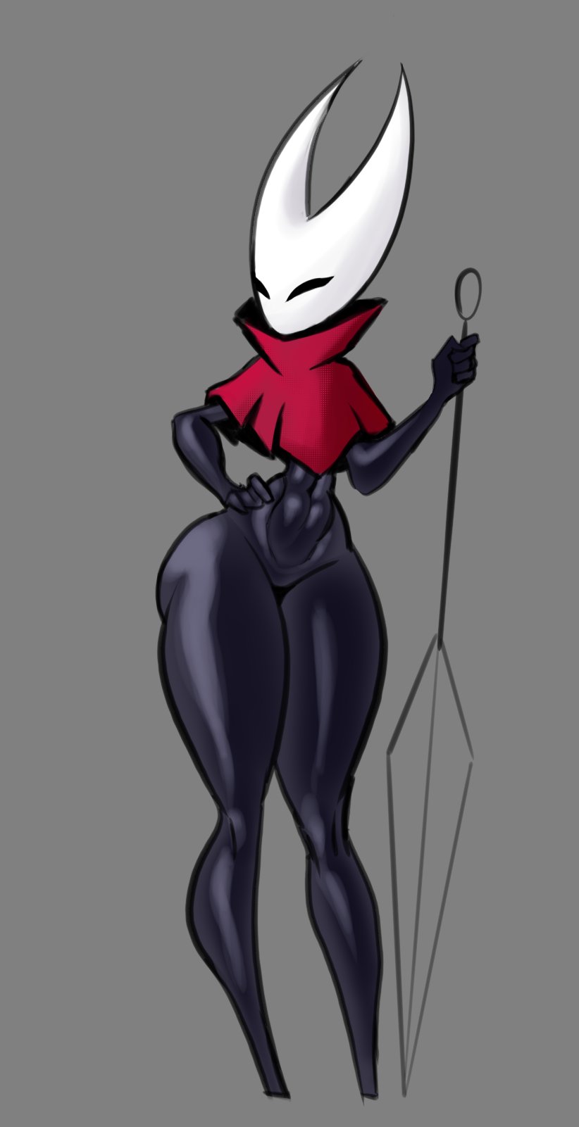 2024 alternate_costume alternate_version_at_source alternate_version_available anthro arthropod cloak female hollow_knight hornet_(hollow_knight) huge_thighs mask mirci muscles muscular muscular_female muscular_thighs nail_(weapon) shiny_skin thick_thighs