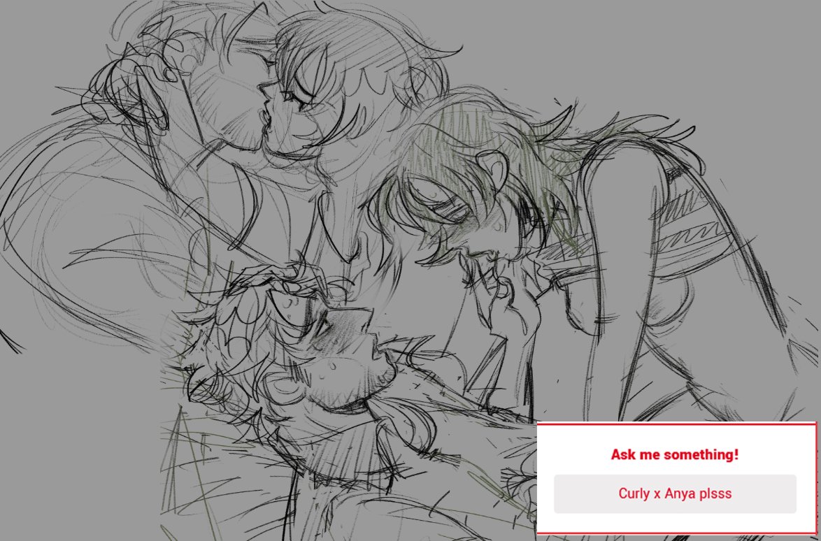 1boy, 1girls, anya (mouthwashing), breasts, clowntein, cowgirl position, curly (mouthwashing), female, kissing, male, mouthwashing, perky breasts, perky nipples, riding, sketch, small breasts, tongue, tongue out, wholesome