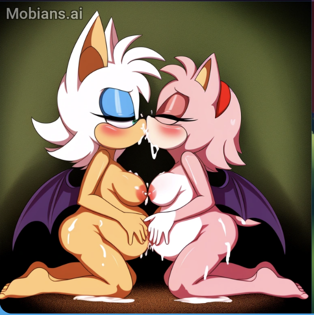 ai_generated amy_rose amy_the_bat anthro bat_wings cum_on_body furry lesbian_kiss multiple_pregnancies pregnant rouge_the_bat sonic_(series) sonic_the_hedgehog_(series) wings