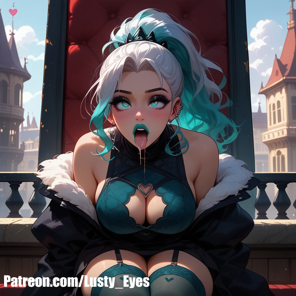 ahe_gao ai_generated goth lingerie lusty_eyes princess sitting stockings