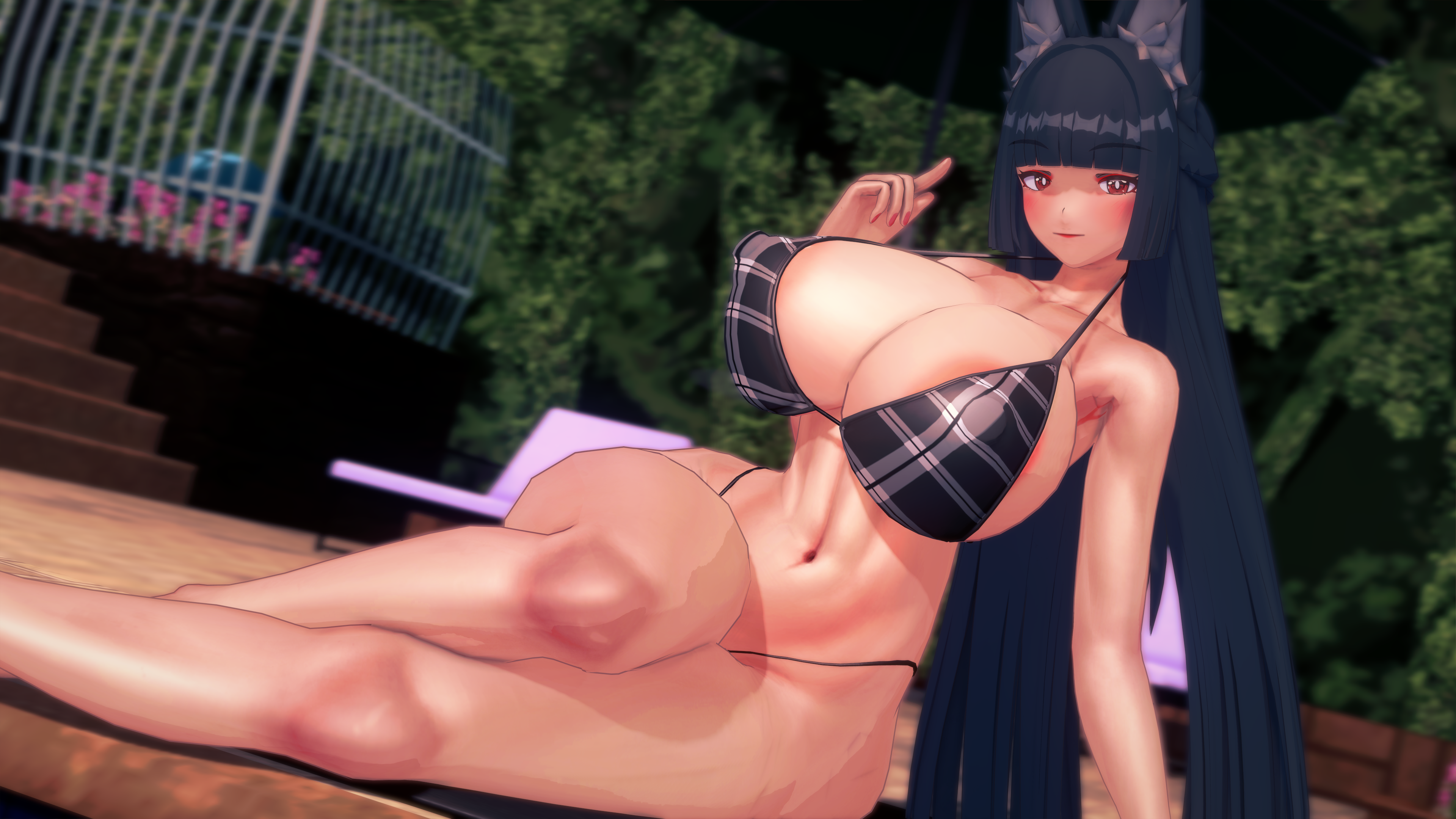 1girls, 2025, 3d, 3d (artwork), 3d model, 3d render, big breasts, bikini, black hair, black-haired female, breasts, character release (koikatsu), female, female focus, female only, hoshimi miyabi, koikatsu, large breasts, light skin, light-skinned female, long hair, long-haired female, micro bikini, solo, solo female, solo focus, taf4mad, zenless zone zero