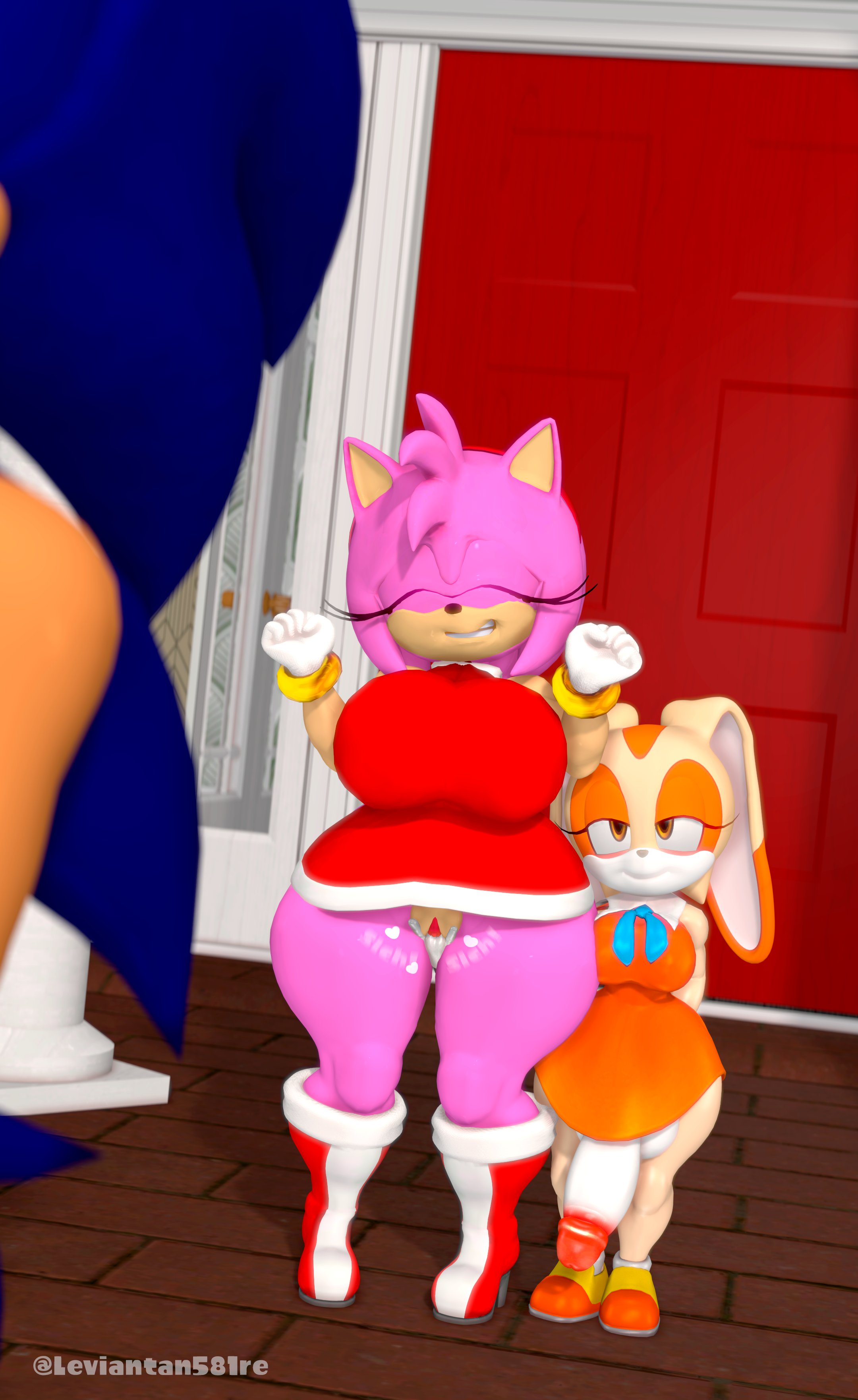 3d, 3d (artwork), 4k, amy rose, anthro, balls, couch co-op, cream the rabbit, female, fingering, fingering partner, fingering pussy, flaccid, futanari, hedgehog, imminent cheating, imminent netorare, imminent sex, intersex, leviantan581re, male, penis, pussy, rabbit, sex, sonic (series), sonic the hedgehog, trio
