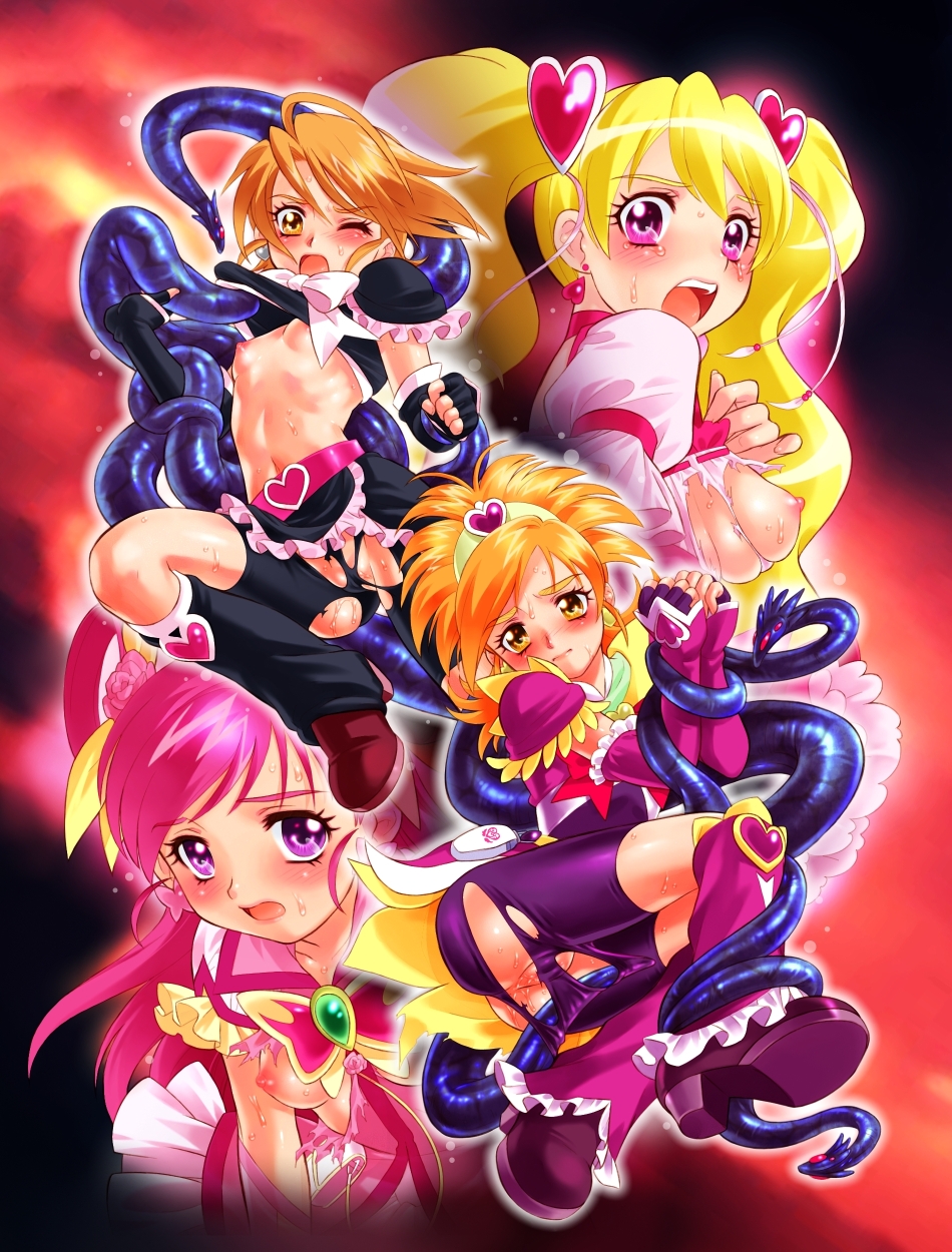 4girls blush bondage breasts censored clothing cure_black cure_dream cure_peach female female_only femsub flat_chest fresh_precure! fresh_pretty_cure! futari_wa_precure futari_wa_precure_splash_star futari_wa_pretty_cure highres magical_girl misumi_nagisa momozono_love multiple_girls multiple_subs nekozawa_yukari precure precure_all_stars pretty_cure pussy shorts sippo-soft small_breasts tentacle torn_clothes yes!_precure_5 yes!_pretty_cure_5 yumehara_nozomi