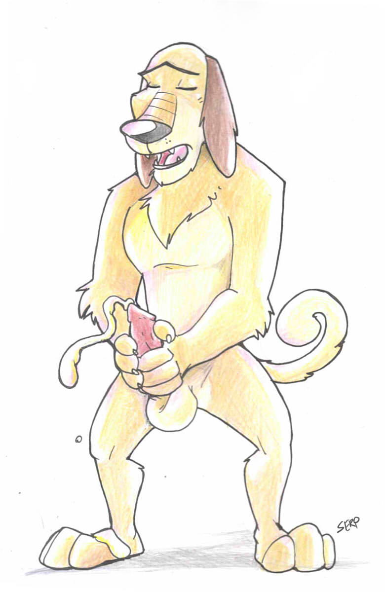 anthro arody balls canine cartoon_network closed_eyes cum dukey fur furry johnny_test_(series) male male_only masturbation mutant-serpentina mutant_serpentina penis solo