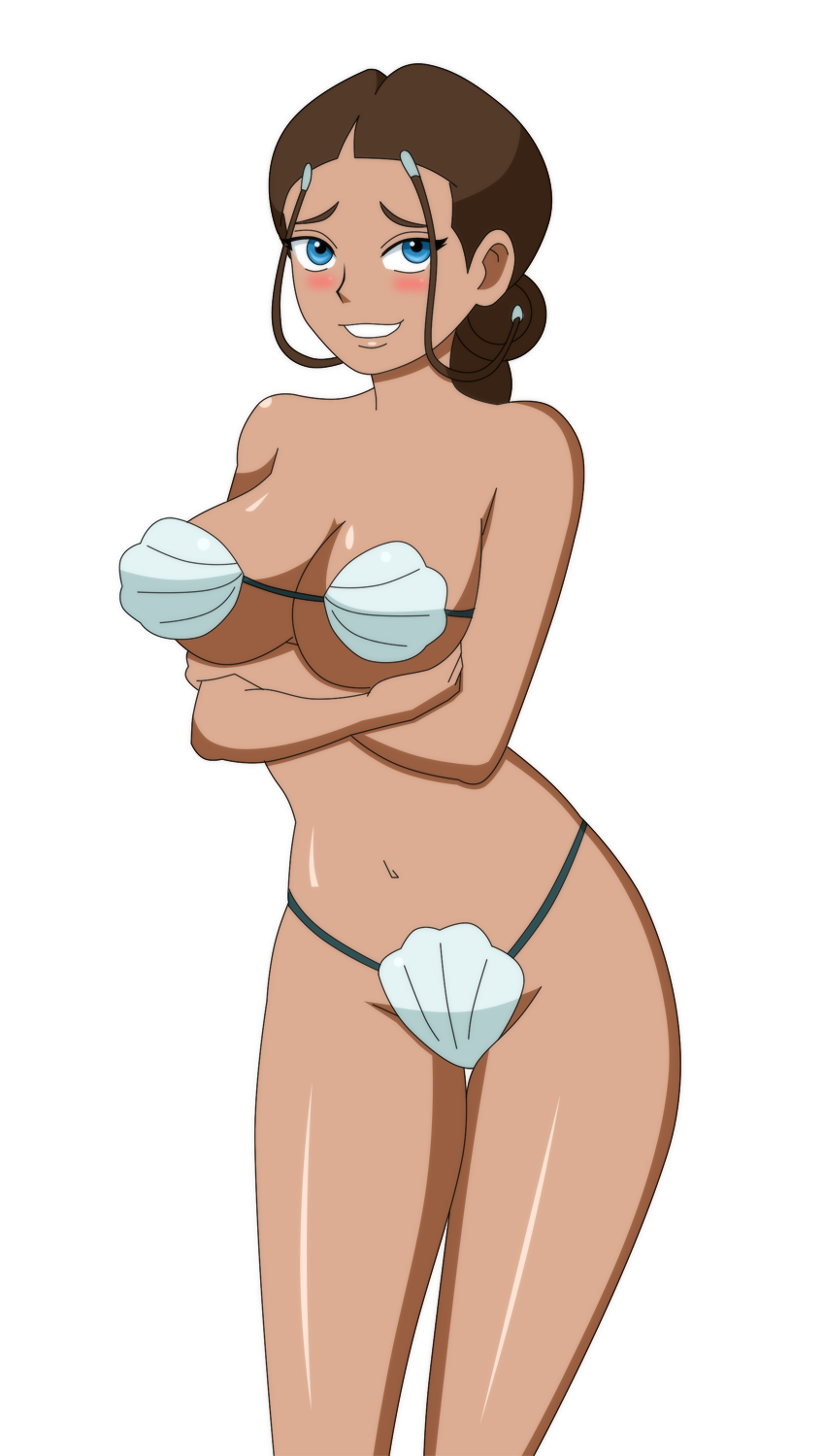 alpha_channel avatar_the_last_airbender bikini blackangel018 blush breasts dark-skinned_female dark_skin female female_only for_sticker_use human katara large_breasts nickelodeon pervyangel png seashell seashell_bikini solo solo_female sticker_template straight_hair swimsuit transparent_background transparent_png water_tribe