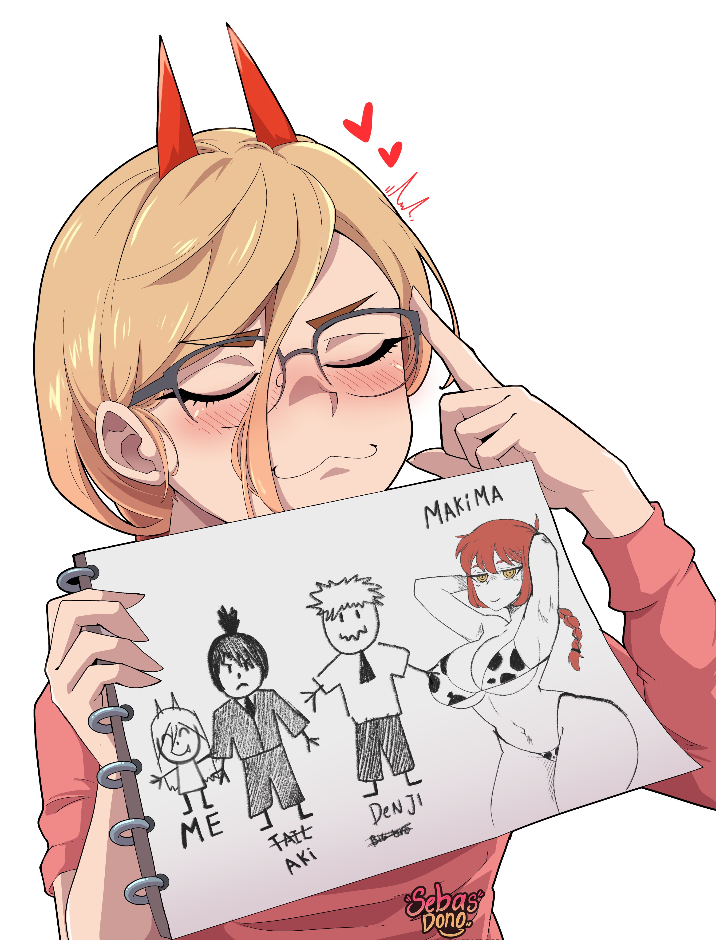 big ass, big breasts, bikini, cow print, makima (chainsaw man), power (chainsaw man), sebasdono
