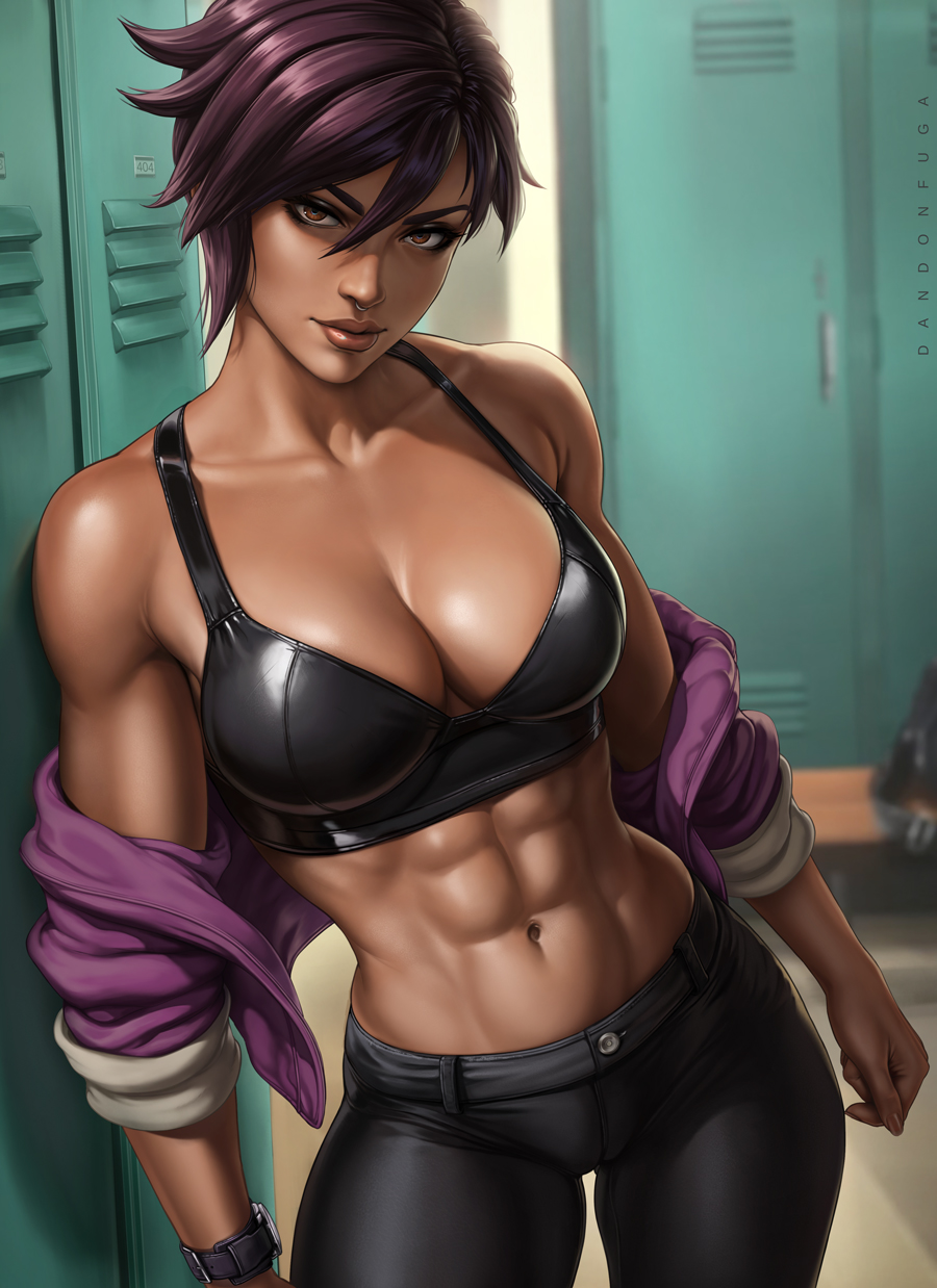 abs, artist name, ass, big ass, big breasts, big butt, black hair, breasts, dandon fuga, dark hair, dark-skinned female, dispatch (game), female, female only, female torso, heroine, invisigal, medium breasts, muscular, muscular female, shiny, shiny skin, short hair, strong female, thick, thick ass, thick legs, thick thighs, tomboy, video game character, video games, wide hips