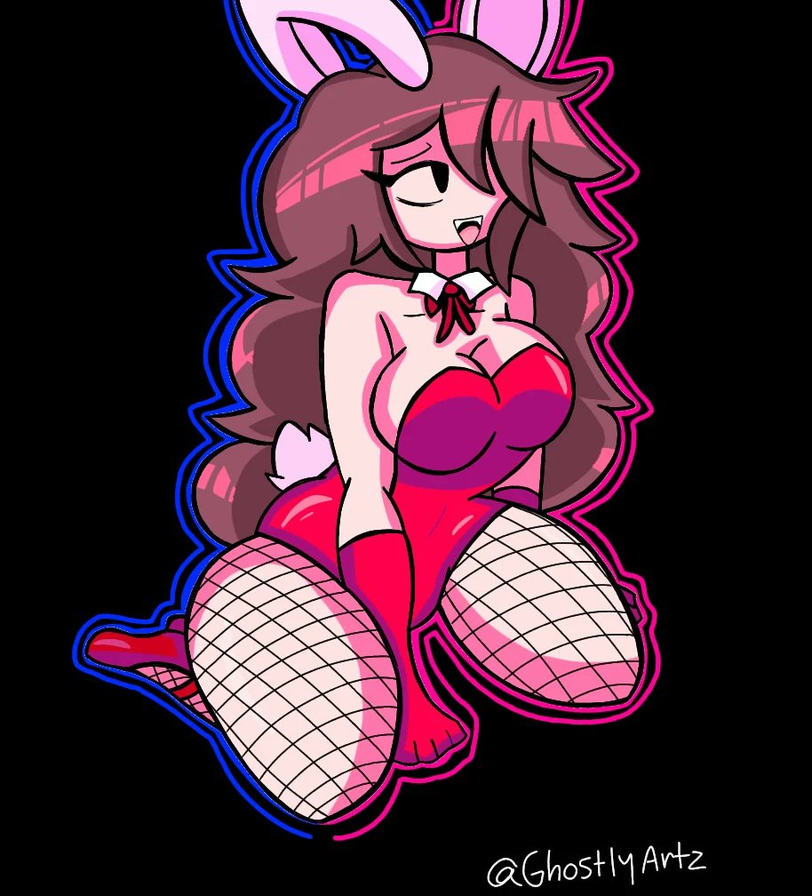 bunny ears, bunny tail, bunnysuit, dollc0recake, fishnets, friday night funkin, ghostlyartz, girlfriend (friday night funkin), sexy, tagme, tagme (artist)