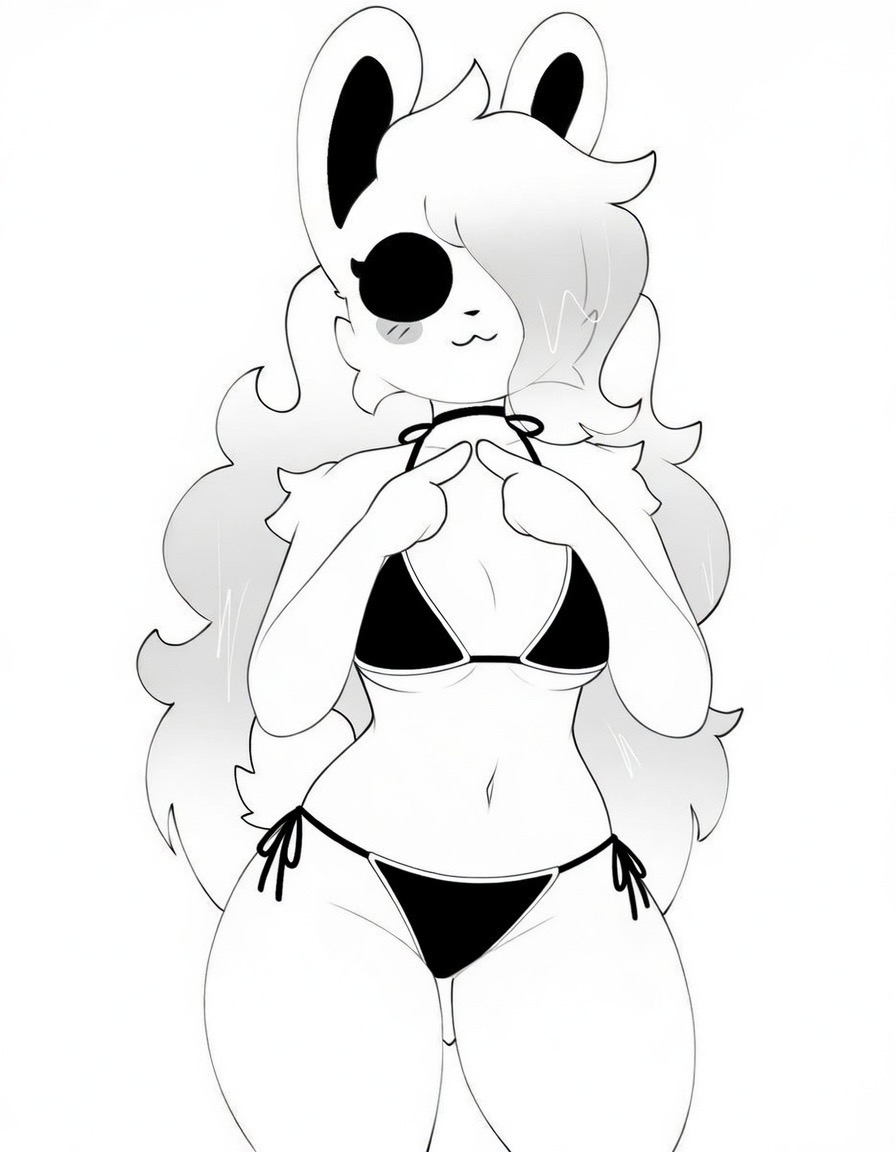 ai generated, bikini, bunny ears, bunny girl, cube 459 (geometry dash), female, femgram, geometry dash, rabbit, rabbit ears, tagme, white background, white hair, white skin