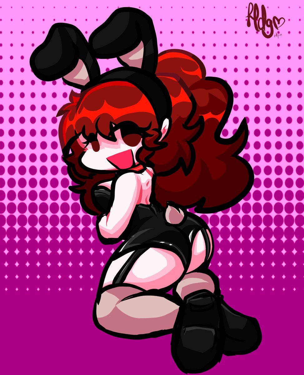 auburn hair, bunny ears, bunny tail, bunnysuit, friday night funkin, garter straps, girlfriend (friday night funkin), heartdiegold, sexy, tagme, thighhighs