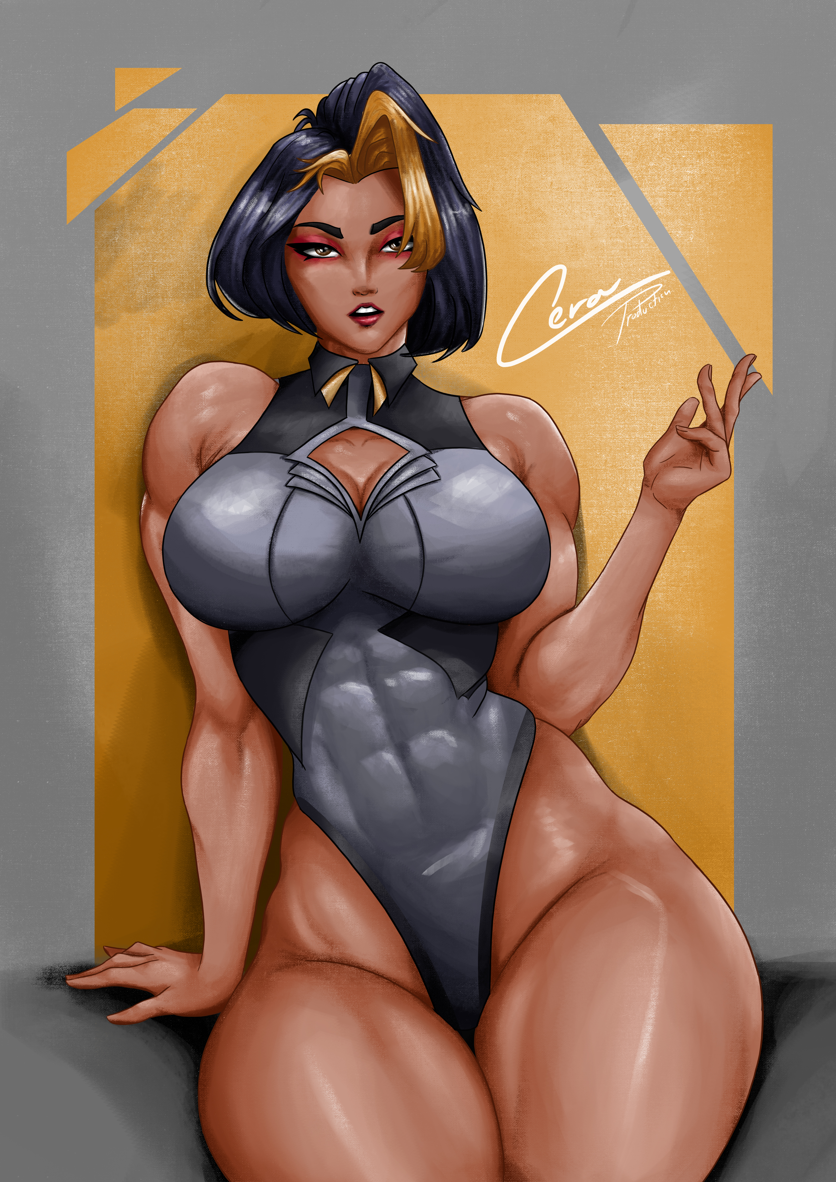 blizzard entertainment, cera production, domina, dominant female, fanart, overwatch, overwatch 2, thick thighs, thighs