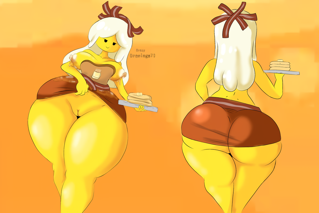 adventure time, ass, breakfast princess, breasts, bubble butt, cartoon network, crazy art71, no panties, presenting pussy, pussy, simple background, smile, thick thighs, twitter username