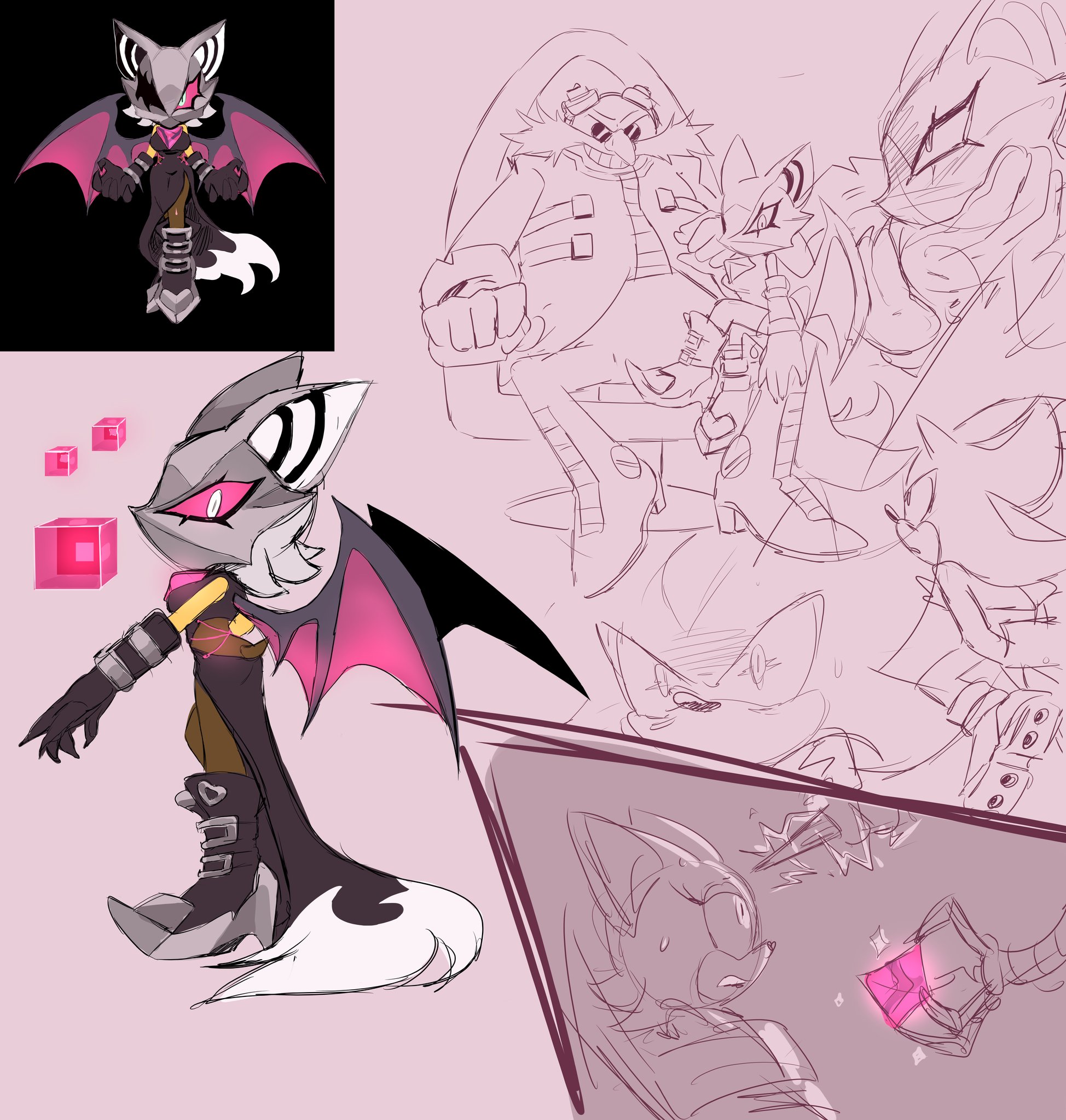 1girls, 2boys, alternate costume, arms behind back, bad end, benshir, bondage, brainwashing, corruption, cucked by villain, cuckold, defeated heroine, dr. eggman, fat bastard, forced to watch, human on anthro, infinite (sonic), infinite the jackal, infinite the jackal (cosplay), mechanical arm, metal cuffs, mind control, netorare, ntr, phantom ruby, rouge the bat, shadow the hedgehog, shocked expression, sitting on lap, sitting on person, smaller female, sonic (series), sonic forces, sonic the hedgehog (series), tied down, villainess
