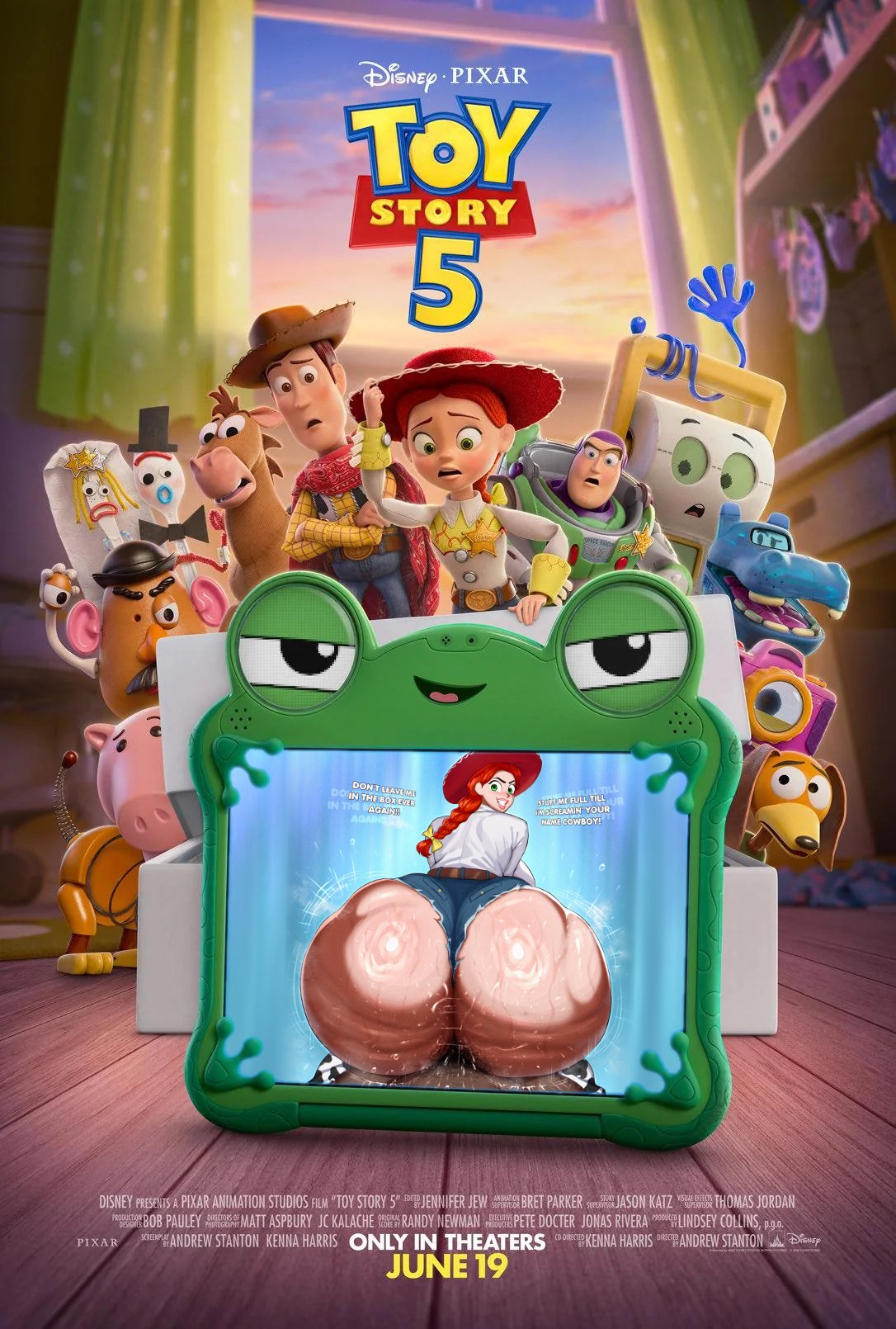 2026, ass, atlas (toy story), big ass, bullseye (toy story), buzz lightyear, character request, cow girl, cowgirl, dark-skinned male, devil daddy, disney, edit, edited, female, female penetrated, forky (toy story), girl, hamm (toy story), jessie (toy story), karen beverly, knifey (toy story), l, light-skinned female, lilypad (toy story), male penetrating, male penetrating female, movie poster, mr. potato head, penetration, pixar, round ass, screenshot edit, slinky dog (toy story), smarty pants (toy story), straight, tagme, tagme (character), toy story, toy story 5, walt disney pictures, walt disney studios motion pictures, woody pride