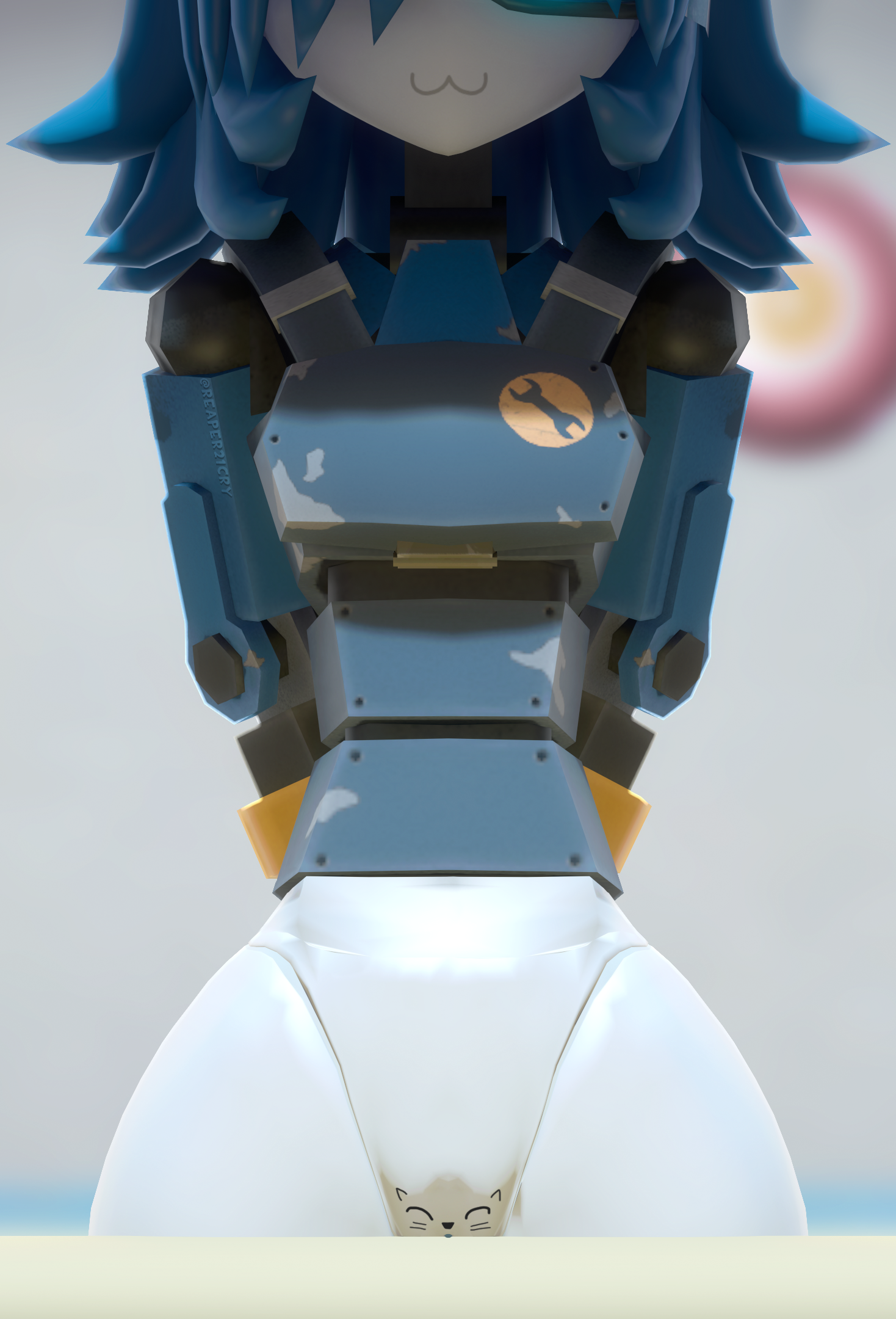 :3, :3 face, 1girls, 3d, 3d (artwork), arms behind back, blue body, blue clitoris, blue hair, blurred background, blurry background, bottomless, cat ears, cat eyes, cat nose, cat whiskers, clitoris, clitoris peek, cute, do you want to pet my cat (meme), drawing on body, female, female focus, female only, hi res, high resolution, highres, meme, mimi sentry, no panties, pussy, pussy on table, pussy peek, reaper21cry, robot, robot girl, robot humanoid, sentry (team fortress 2), sfm, short hair, solo, solo female, solo focus, source filmmaker, source filmmaker (artwork), table, team fortress 2, thick thighs, thighs, trend, white body, white skin