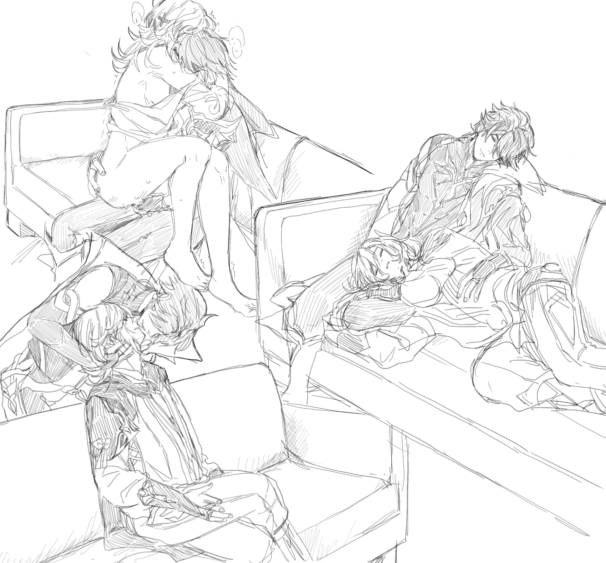 2boys, alhaitham (genshin impact), couch, couch sex, gay, genshin impact, kaveh (genshin impact), male, male only, sitting on lap, yaoi