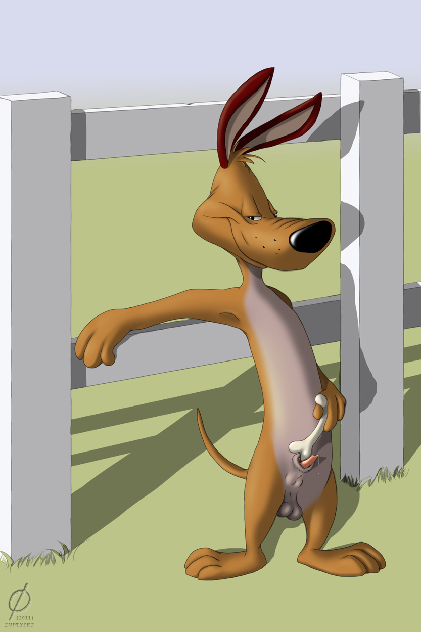 anatomically_correct anthro bone canine charlie_dog day dog emptyset fur furry_ears furry_tail holding ish long_ears looney_tunes male male_only mammal nude outdoors playing sheath smooth_fur solo standing tagme tail warner_brothers