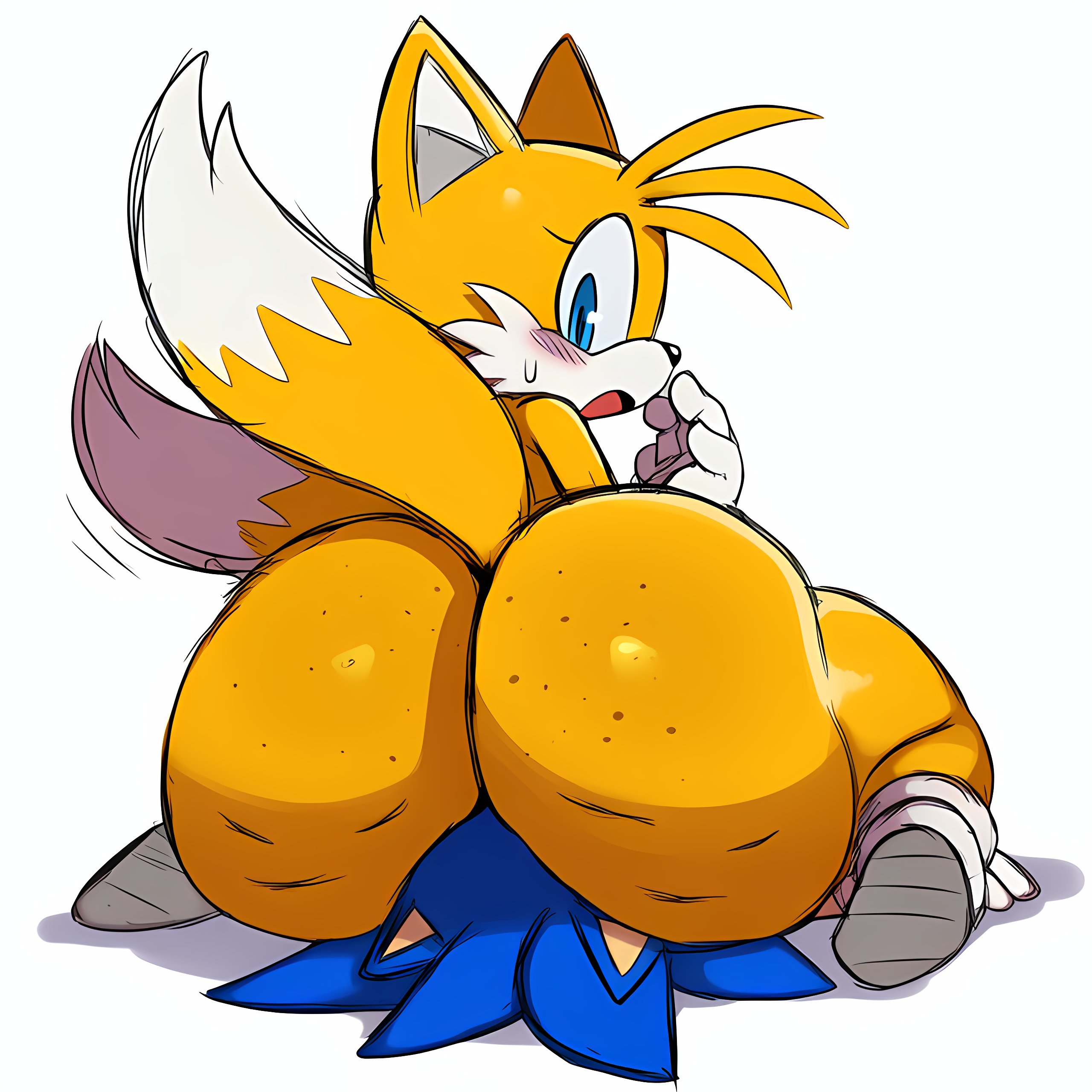 2boys, ai generated, big ass, big butt, cellulite, facesitting, fat ass, fat butt, femboy, huge ass, huge butt, sega, sitting, sitting on face, sonic (series), sonic the hedgehog, sonic the hedgehog (series), tails the fox