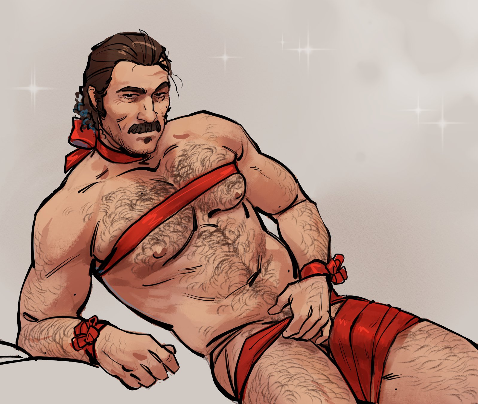 1boy, dutch van der linde, face closeup, gag, gay, male, male only, no visible genitalia, red dead redemption (series), red dead redemption 2, skibiborg, solo, yaoi