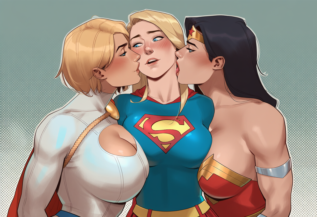 3girls, ai generated, alien, alien girl, alien humanoid, alien look like human, amazon, ass, big ass, big breasts, big thighs, blonde female, blonde hair, breasts, curvaceous, curvy, curvy figure, dc, dc comics, demigod, demigoddess, diana of themyscira, diana prince, digital media (artwork), female, hips, hourglass figure, huge ass, huge breasts, huge thighs, humanoid, justice league, justice society of america, kara danvers, kara zor-el, karen starr, kryptonian, large ass, large breasts, large thighs, legs, light skin, light-skinned female, mature, mature female, phophopho, power girl, slim waist, supergirl, supergirl (series), superman (series), themysciran, thick, thick hips, thick legs, thick thighs, thighs, voluptuous, waist, wide hips, wide thighs, wonder woman, wonder woman (series)