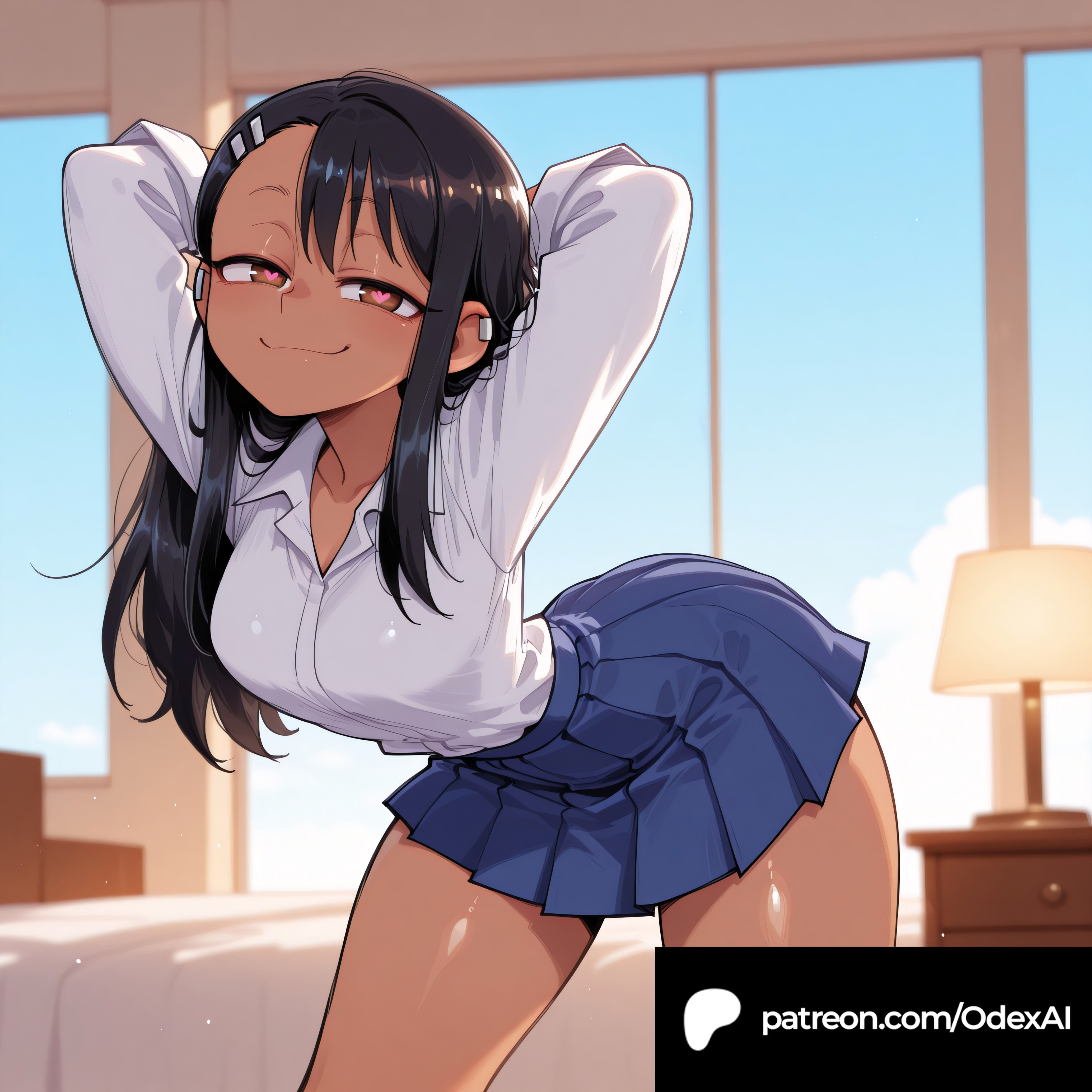 1girls, absurd res, absurdres, ai generated, ass, big ass, big breasts, black hair, blurred background, blurry background, breasts, brown eyes, cartoon, cartoony, depth of field, female, female focus, female only, hayase nagatoro, high resolution, highres, large ass, large breasts, odexai, patreon, patreon exclusive, patreon link, patreon logo, patreon url, patreon username, please don't bully me, nagatoro, small waist, solo focus, straight, tan, tan body, tan skin, thick thighs, thin waist, wide hips