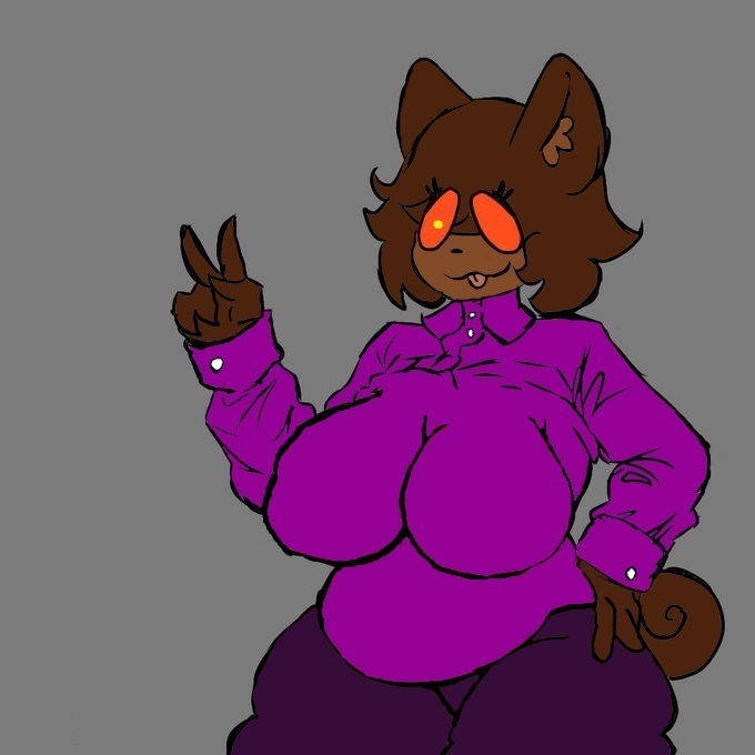 1girls, breasts, canine, clothed, dog girl, doggy (piggy), female furry, furry female, not porn, piggy (game), roblox, roblox game, rosie mirande, rule 63, tagme, thighs, traced art, v sign