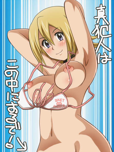 awa bikini blonde_hair breasts nipples onizuka_hime pointy_chin sket_dance swimsuit