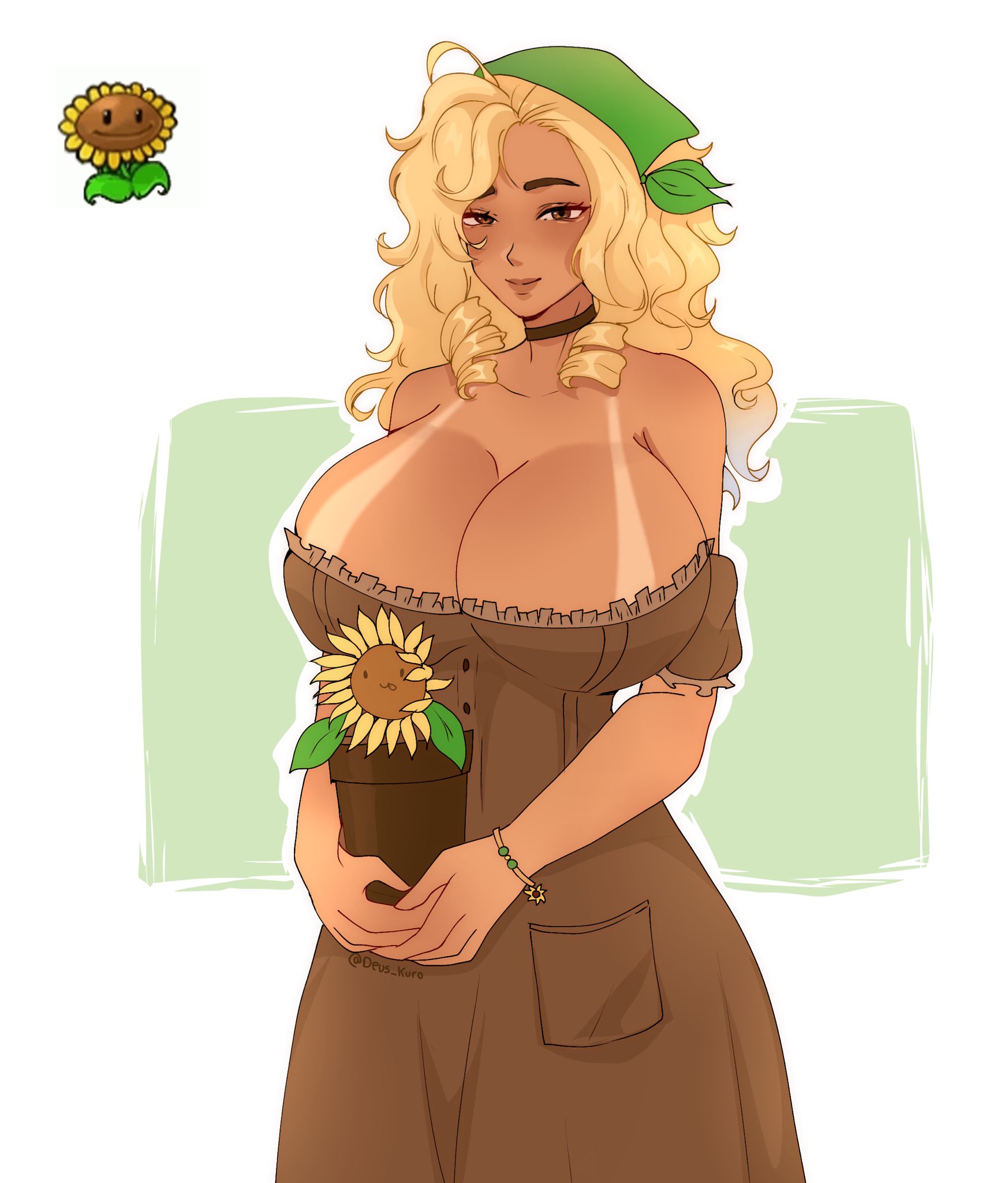 1girls, ass, breasts, deus kuro, female, flora fauna, human, humanized, plant, plant girl, plant humanoid, plantie, plants vs zombies, plants vs. zombies, popcap games, pussy, sunflower (pvz)