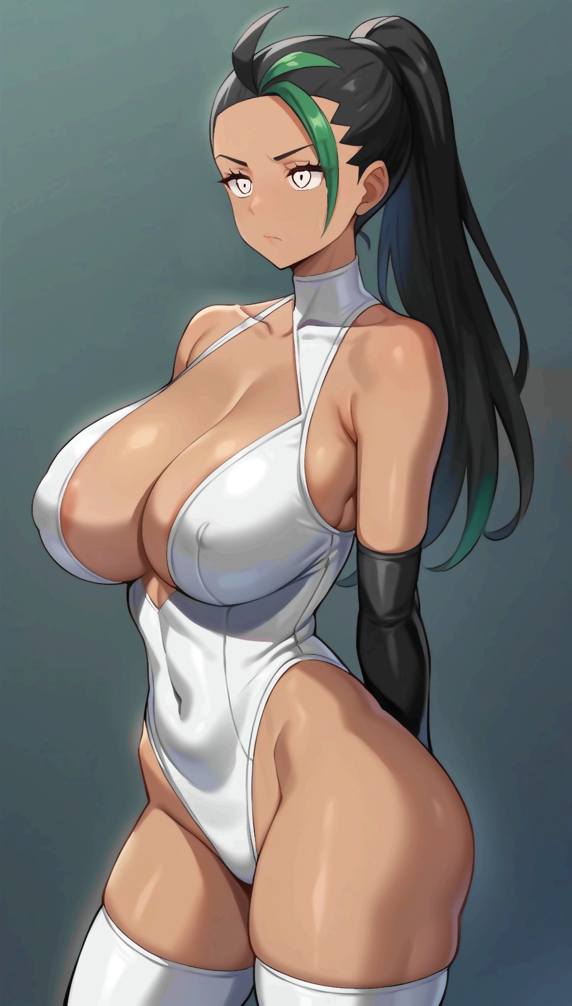 ai_generated drone female_only femsub hypnosis long_hair mcdaisukimen mind_control multicolored_hair nemona_(pokemon) nintendo pokemon solo white_eyes