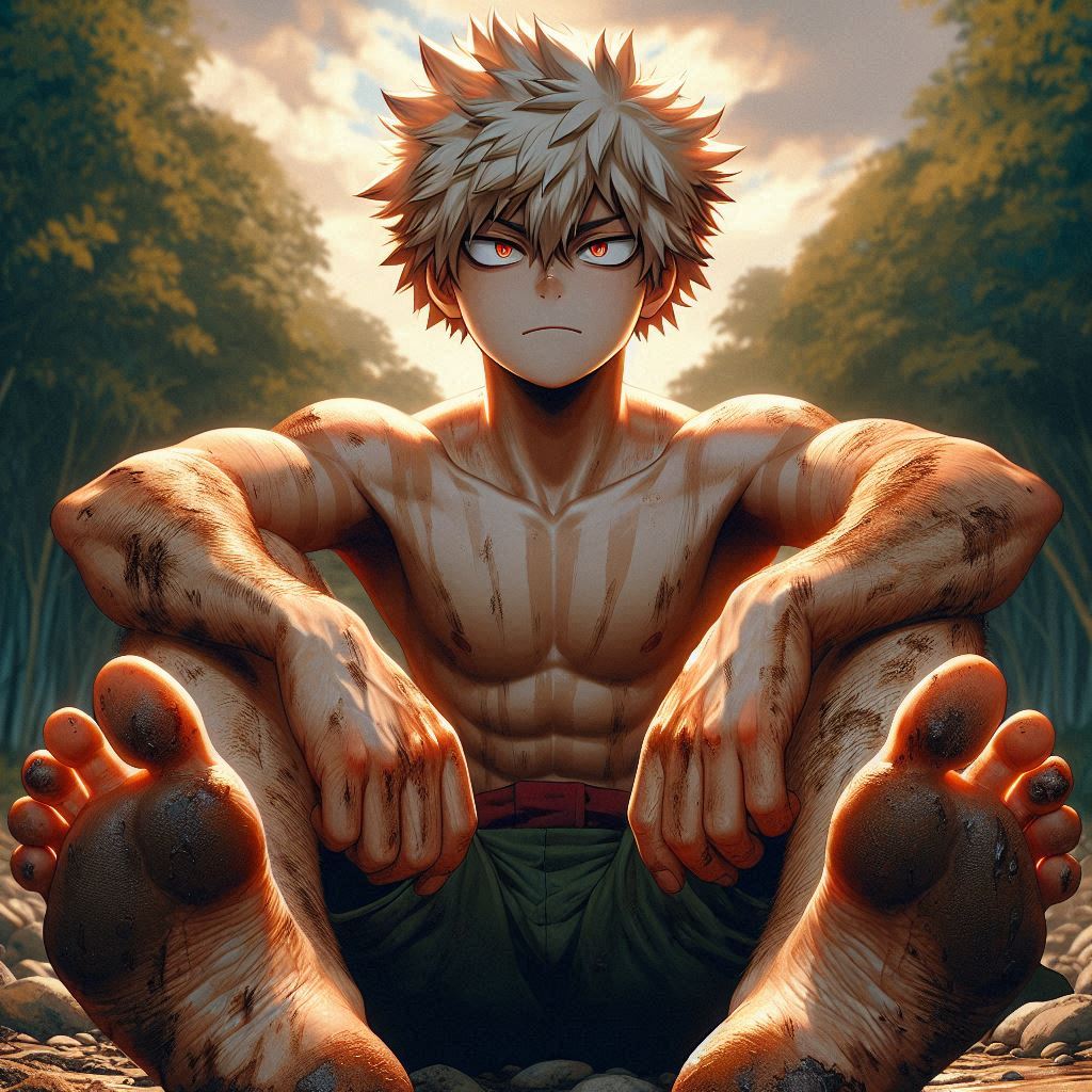 ai_generated bakugou_katsuki dirty_feet feet foot_fetish foot_focus katsuki_bakugou muscular_male my_hero_academia sole_male