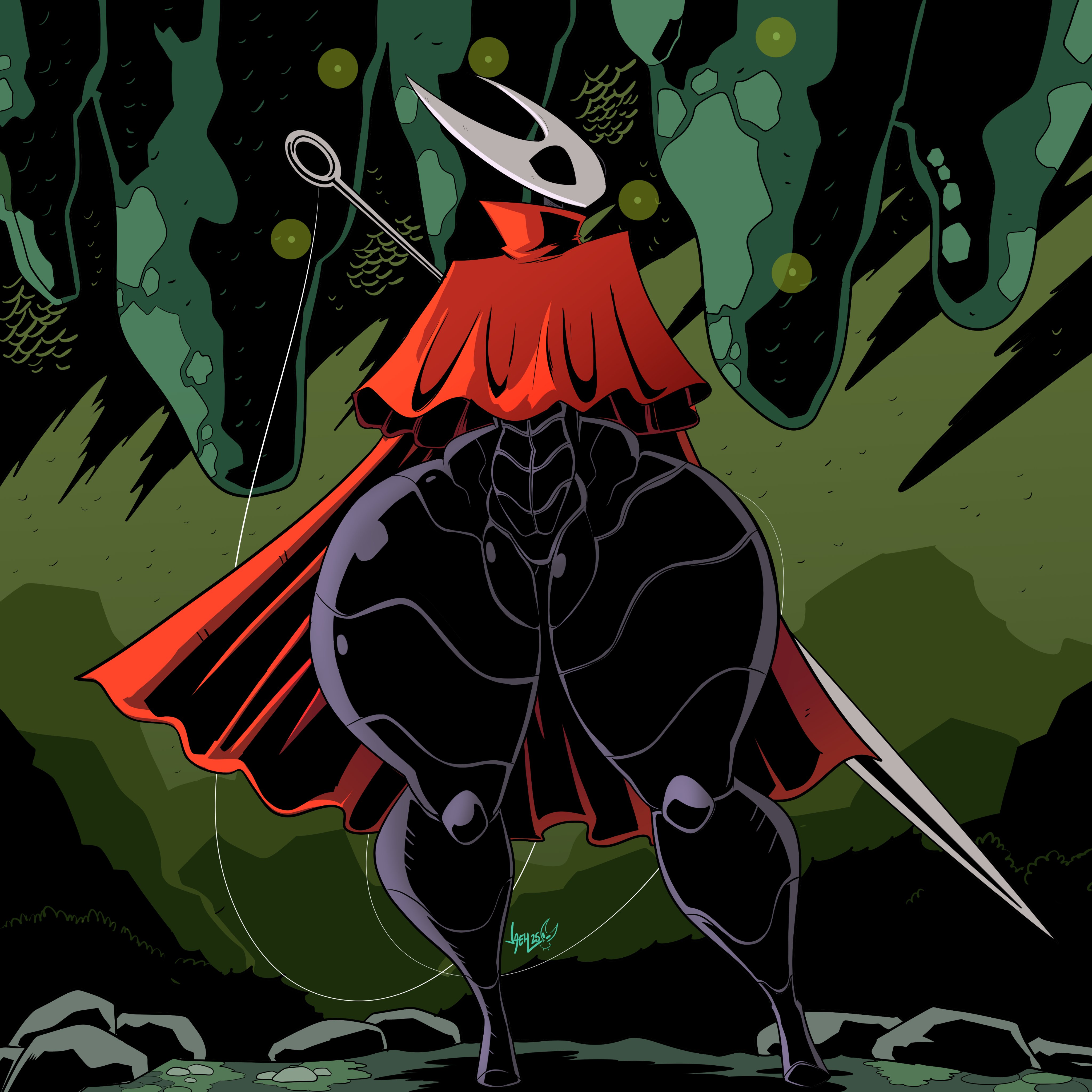 1girls, bottom heavy, female, hollow knight, hornet (hollow knight), huge thighs, jaeh, jaehthebird, thick thighs