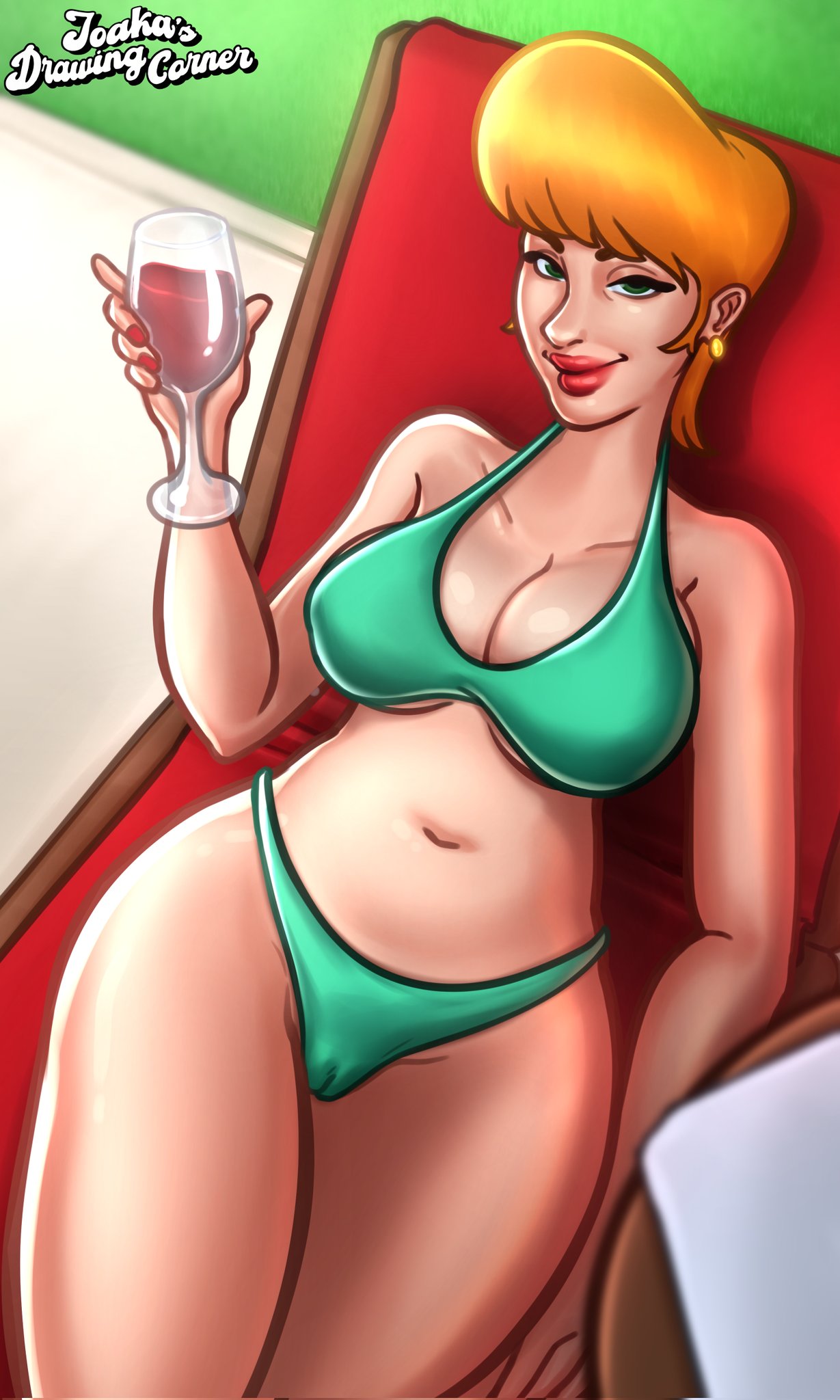 1girls 2d 2d_(artwork) big_breasts bikini bikini_bottom bikini_top bra breasts cameltoe cartoon_network cleavage curvaceous curves curvy curvy_body curvy_female curvy_figure curvy_hips dexter&#039;s_laboratory dexter&#039;s_mom digital_drawing_(artwork) digital_media_(artwork) female female_focus female_only joakadraws laying_down laying_on_back light-skinned_female light_skin milf on_back panties pose posing pussy pussy_lips red_hair red_hair smile smiling solo solo_focus sunbathing sunlight thick_thighs underboob underwear vagina watermark