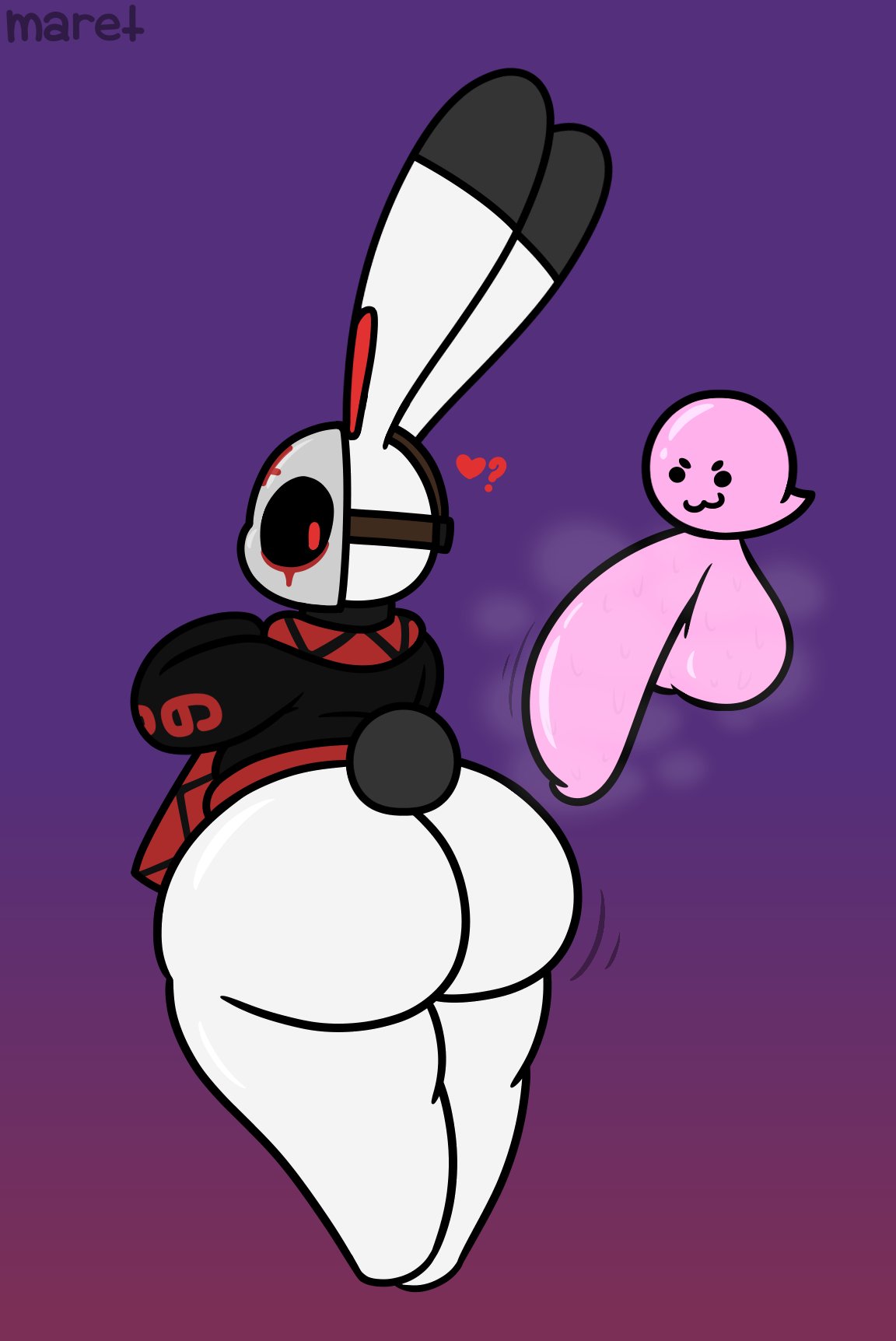 alternate_color alternate_color_scheme anthro ass_focus big_ass bubble_butt bunny dat_ass dumptruck_ass evilfiendish floating_penis fur furry ghost huge_ass huge_cock looking_back mare_(evilfiendish) mask red_eyes