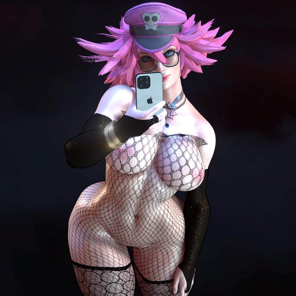 3d areolae big_breasts breasts busty capcom crotchless female female_focus female_only final_fight fishnet_bodysuit fishnet_clothing fishnets hourglass_figure nipples phone poison_(final_fight) see-through see-through_clothing selfie stoneddude street_fighter street_fighter_v tagme wide_hips