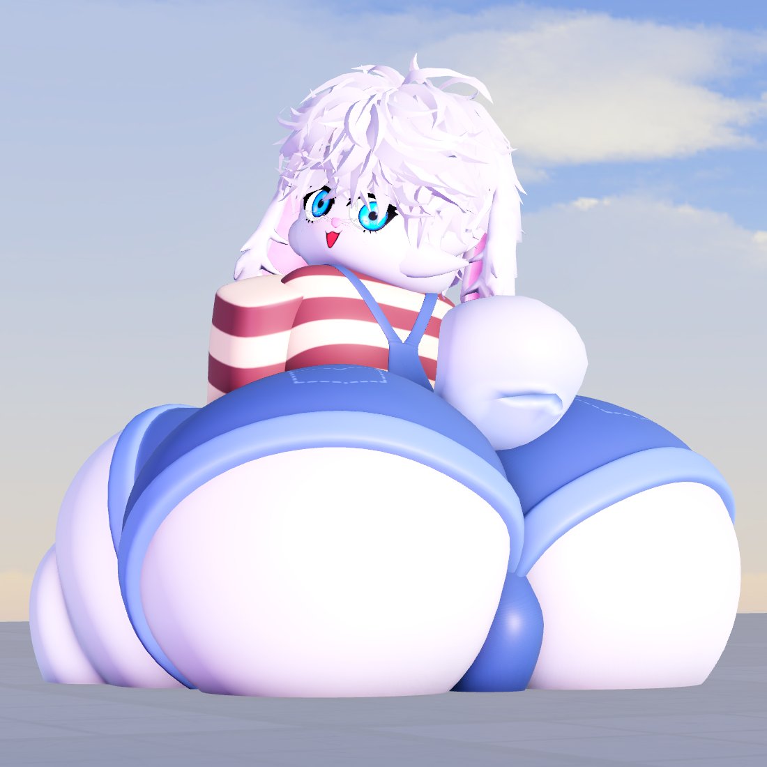 1boy 3d anthro ass balls big_ass big_butt bunny_ears femboy fur huge_ass huge_butt large_ass lolfunnyman male male_only roblox thick_ass thick_thighs white_body white_fur