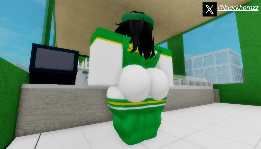 big_ass big_breasts blackhornzz clothed clothing employee_uniform fast_food_employee fast_food_restaurant fast_food_uniform female revealing_clothes revealing_outfit roblox subway_uniform thick_thighs thigh_highs thighhighs