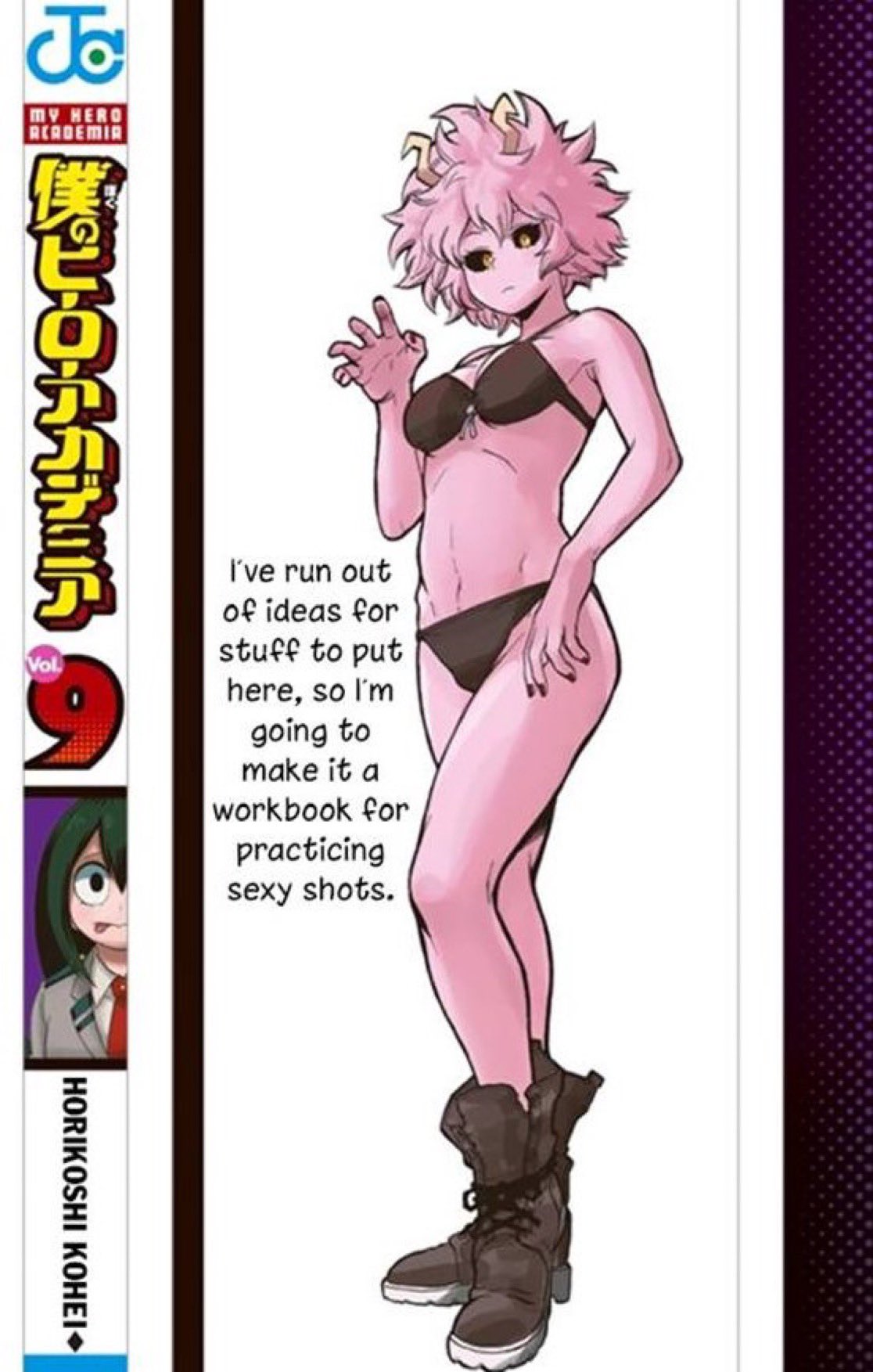 black_sclera bra kohei_horikoshi mina_ashido my_hero_academia panties pink_hair pink_skin tagme yellow_eyes