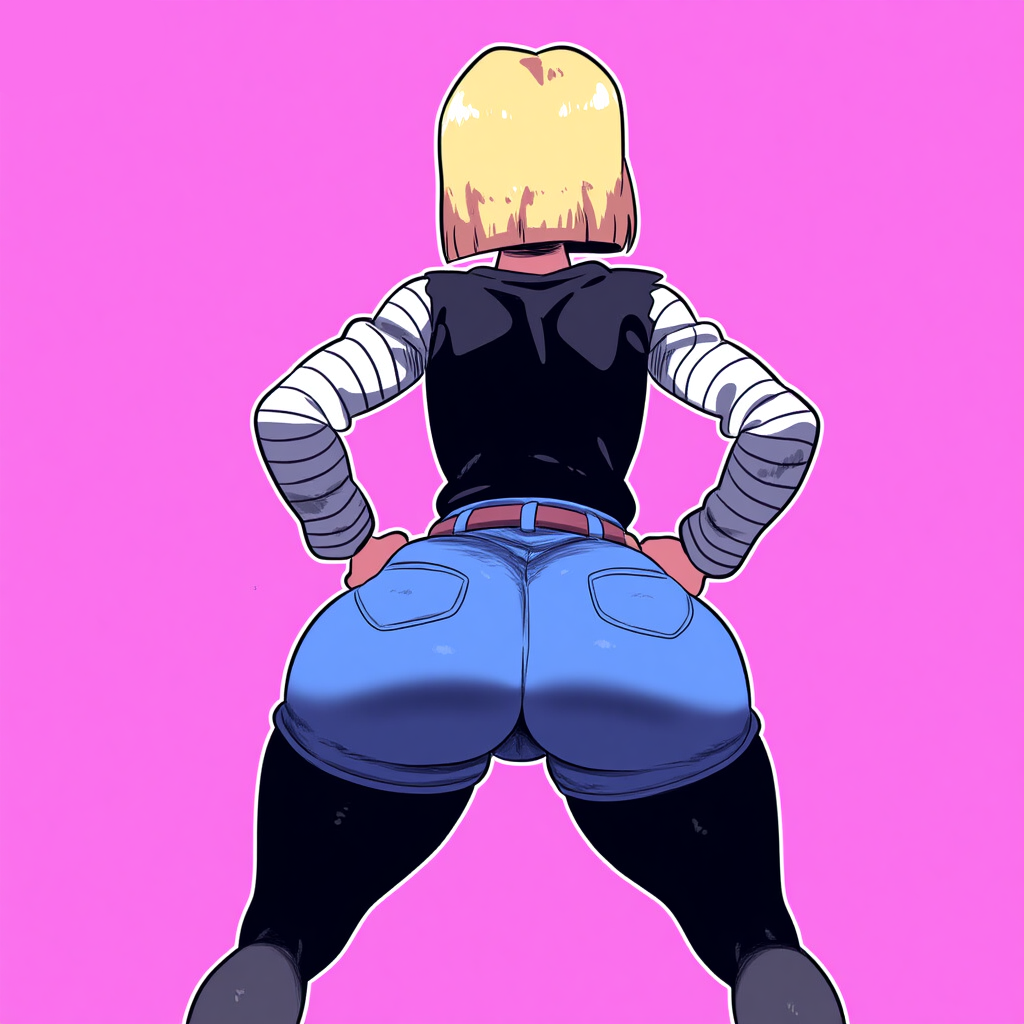 1girls ai_generated android_18 ass ass_focus big_ass dragon_ball dragon_ball_super dragon_ball_z female female_only huge_ass mullon novelai solo solo_female solo_focus that_ass_was_fat