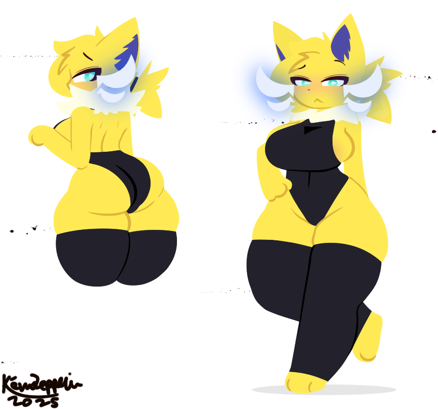 anthro anthro_only barefoot barely_clothed big_breasts blush breasts cat_ears cat_tail creatures_(company) eeveelution female_only furry game_freak generation_1_pokemon ink jolteon kemozeppelin nintendo paws pokémon_(species) pokemon pokemon_(species) pokemon_rgby