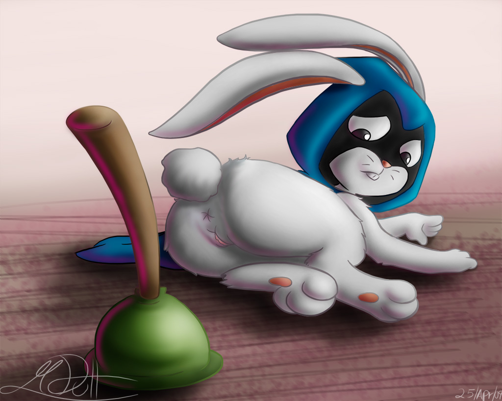 anus ass bunny_raven dc dc_comics female furry hindpaw hood lagomorph mcdutt pawpads paws plunger pussy rabbit rachel_roth raven_(dc) solo straight_hair tail teen_titans