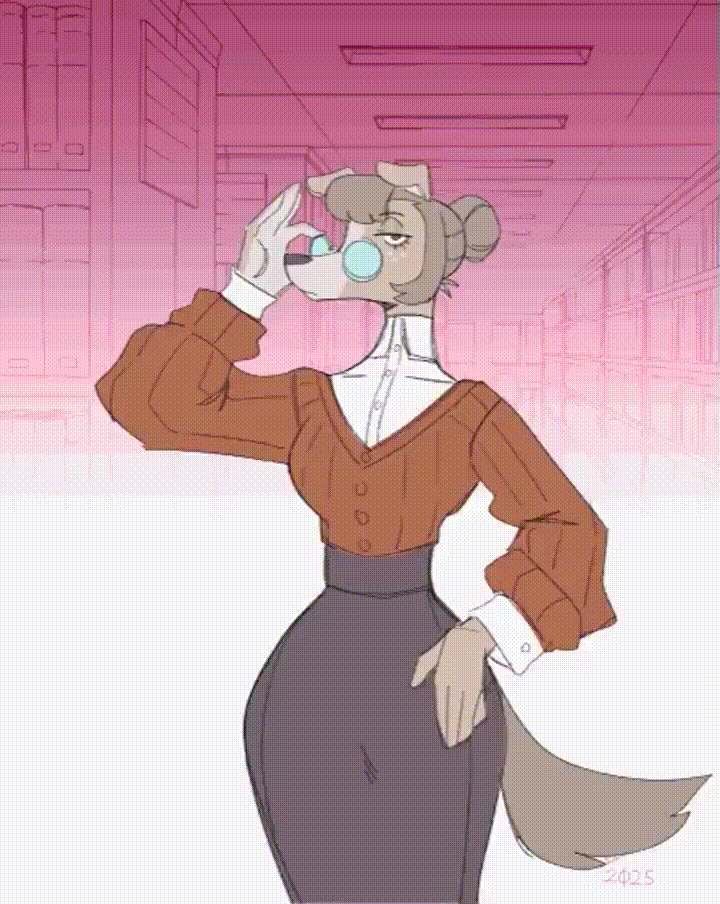 animated, animated gif, anthro, ass expansion, bimbo, bimbofication, bimbophi, breast expansion, breasts, choker, dolores (bimbophi), female, female focus, functionally nude, furry, furry female, furry only, glasses, hourglass figure, librarian, lipstick, pierced nipples, rabbit, rabbit girl, transformation, transformation sequence