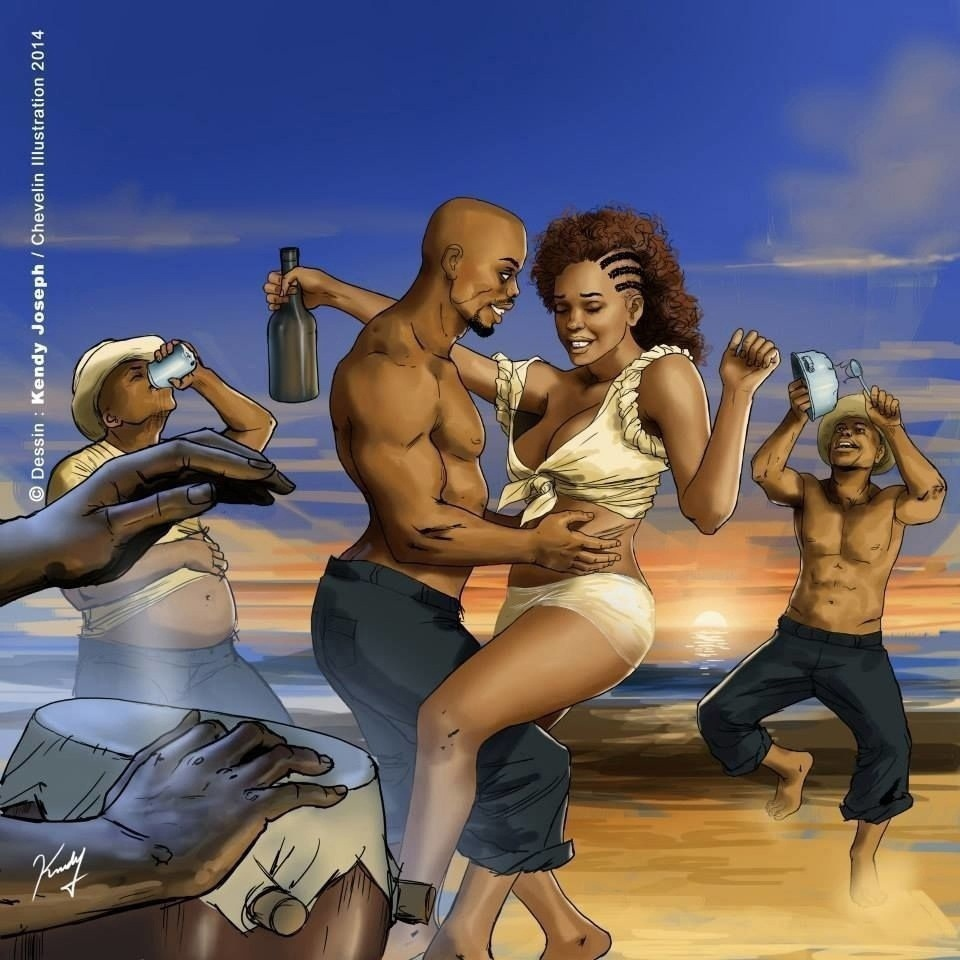 1girls comic comic_page dark-skinned_female dark-skinned_male female kendy_joseph many_on_one mermaid